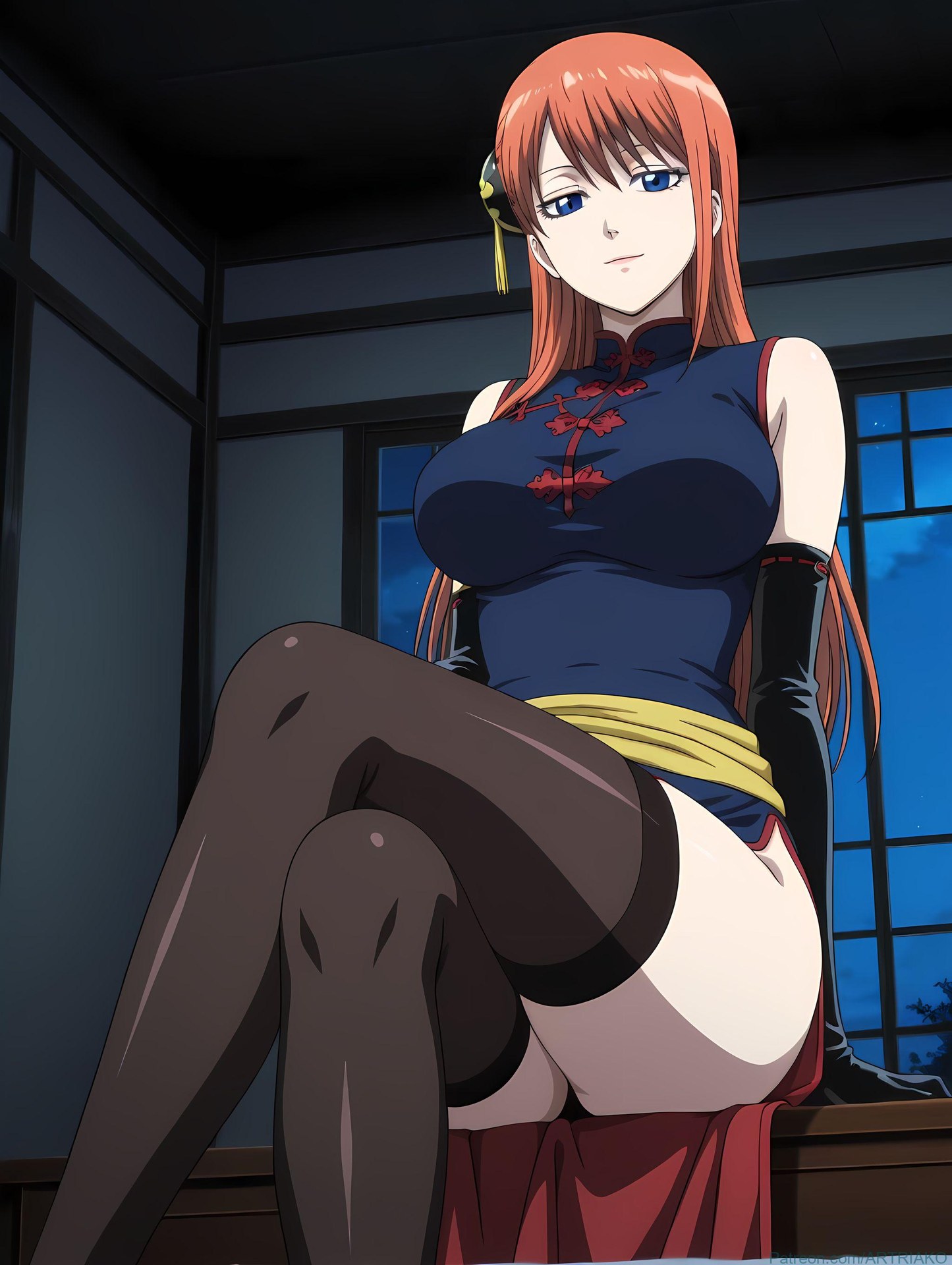 Cô gái anime do AI tạo ra - 银魂-神乐：黑丝床拍露穴 182P