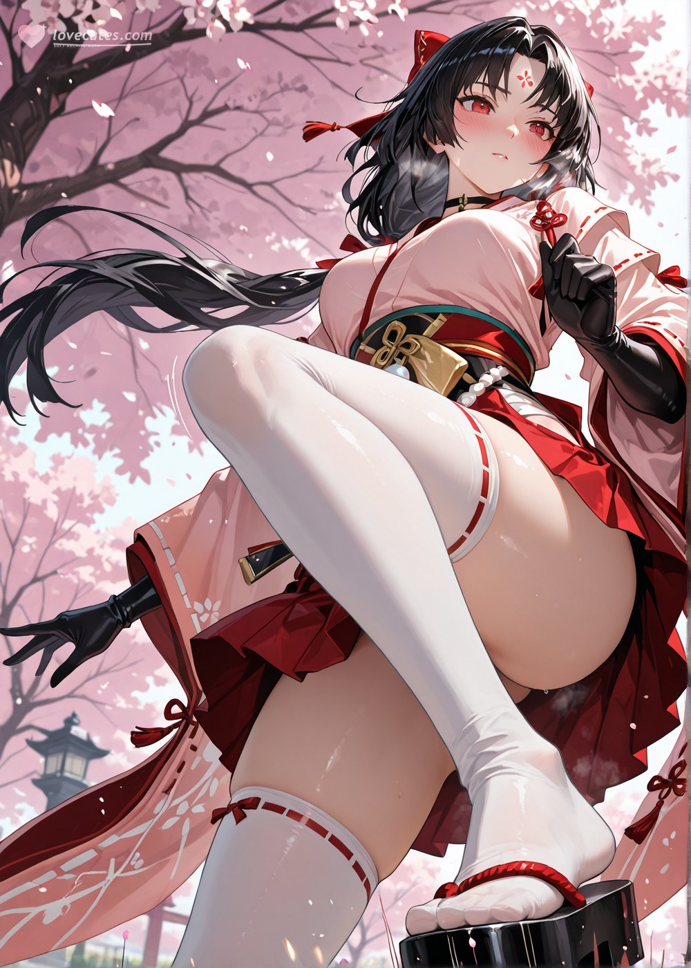 AI Generated Anime Girl - 阴阳师 妖刀姬：樱花巫女露穴 野外交合 460P