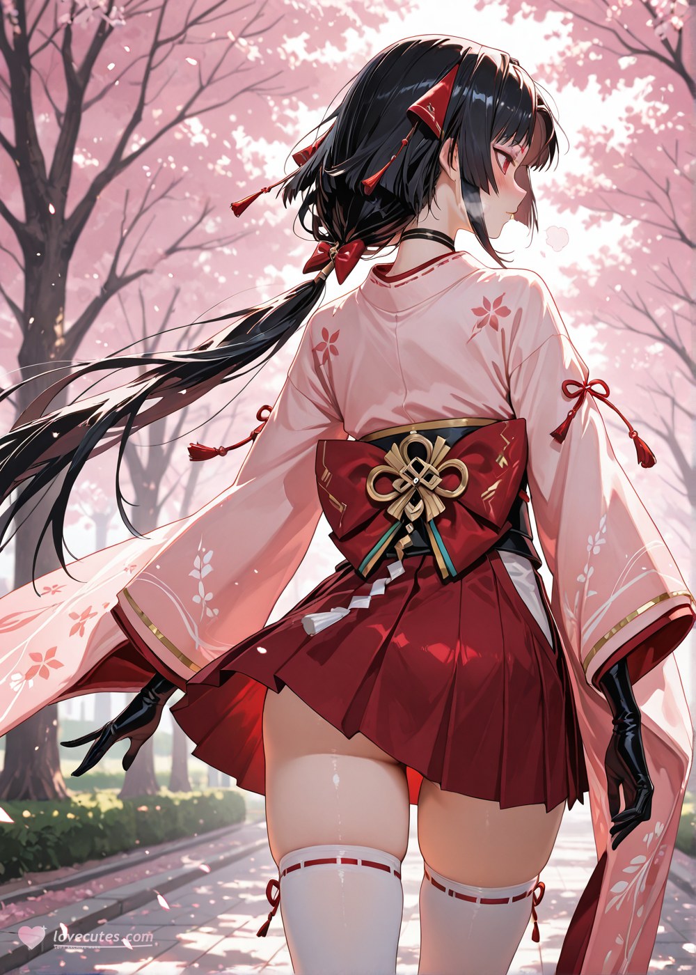 AI Generated Anime Girl - 阴阳师 妖刀姬：樱花巫女露穴 野外交合 460P