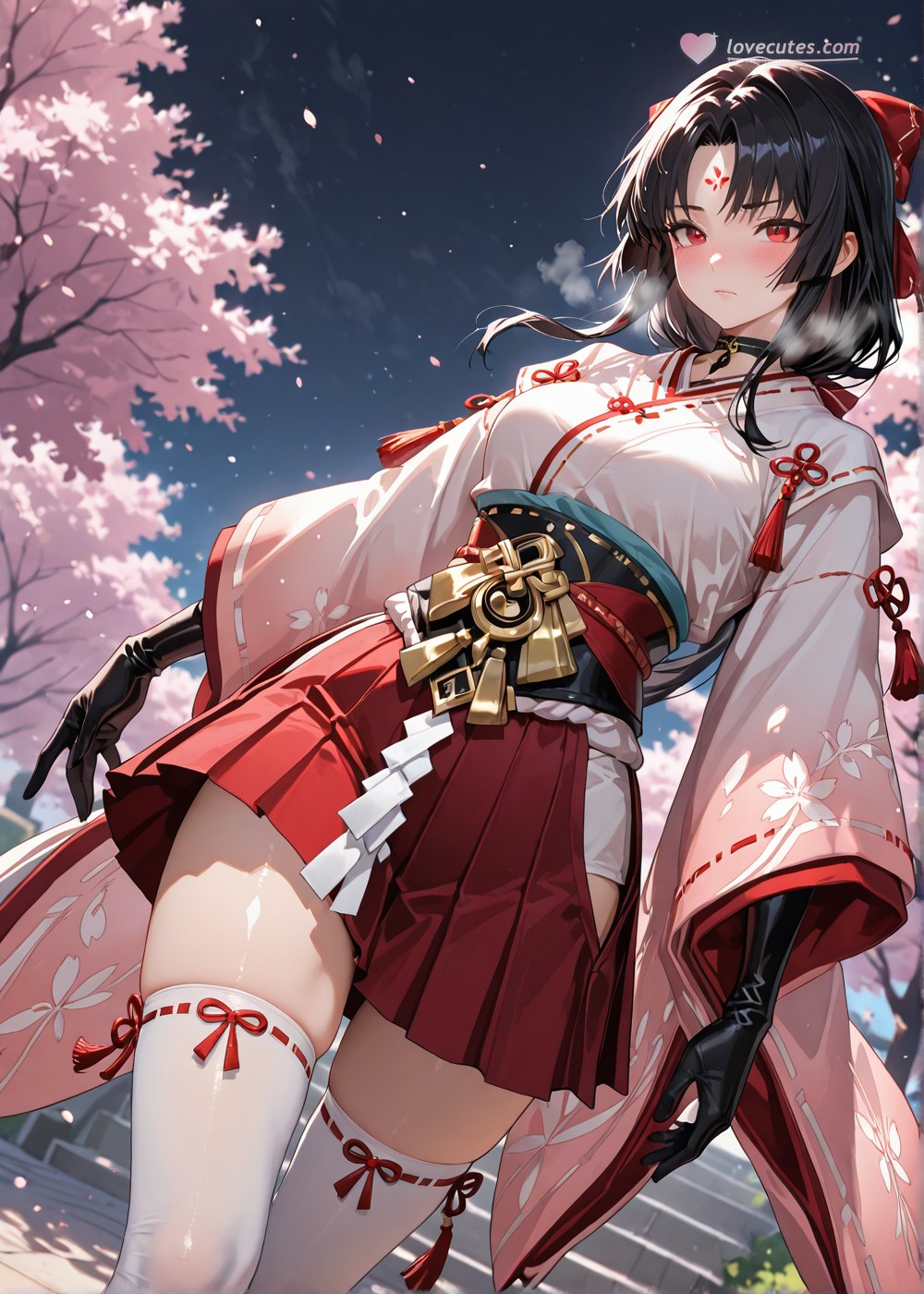 AI Generated Anime Girl - 阴阳师 妖刀姬：樱花巫女露穴 野外交合 460P