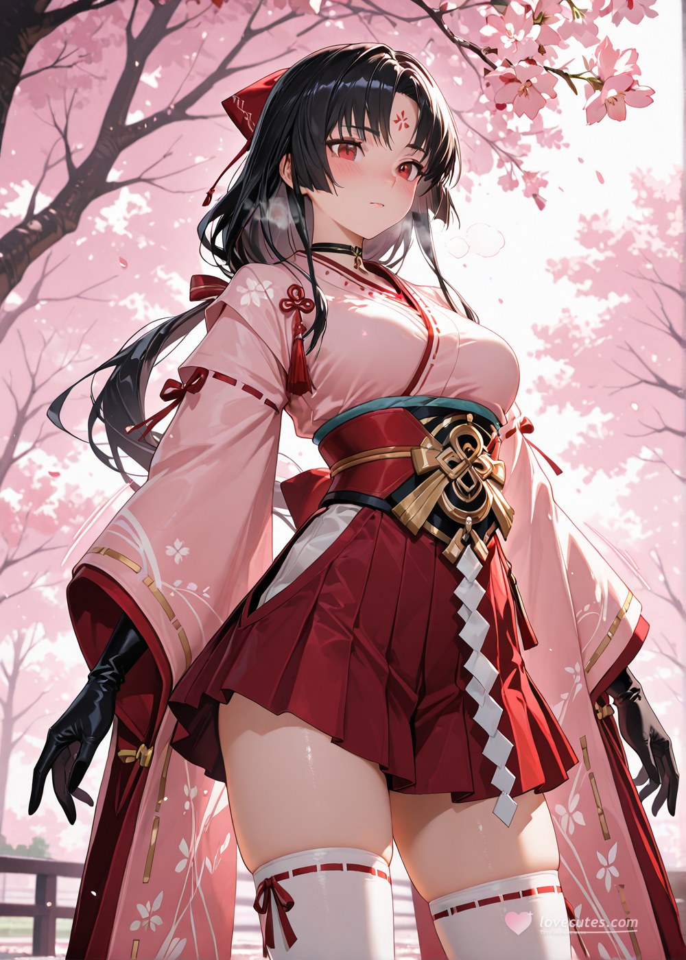 AI Generated Anime Girl - 阴阳师 妖刀姬：樱花巫女露穴 野外交合 460P