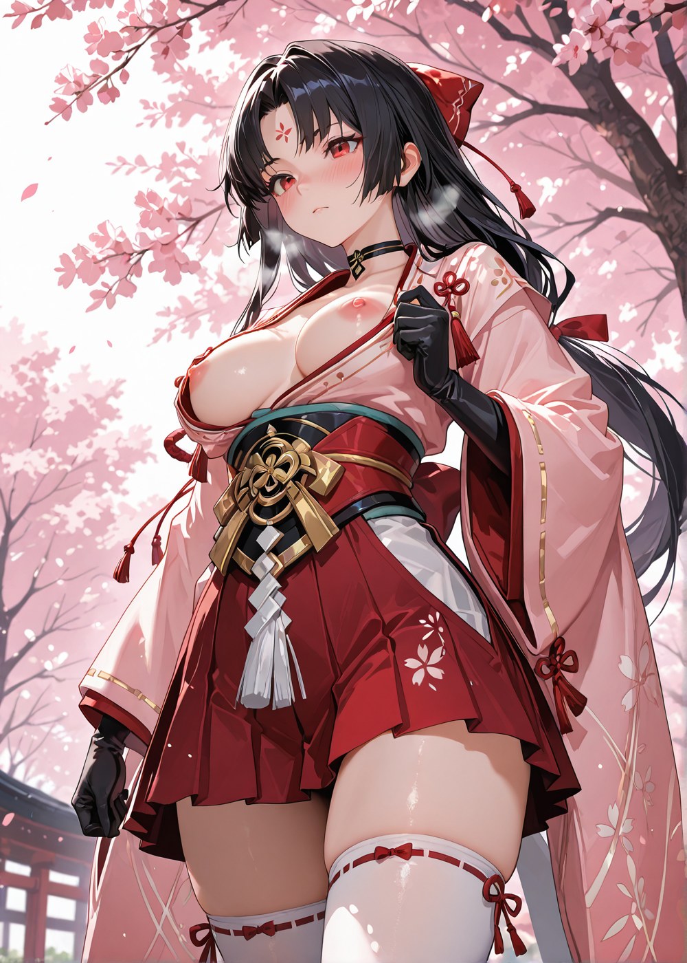 AI Generated Anime Girl - 阴阳师 妖刀姬：樱花巫女露穴 野外交合 460P