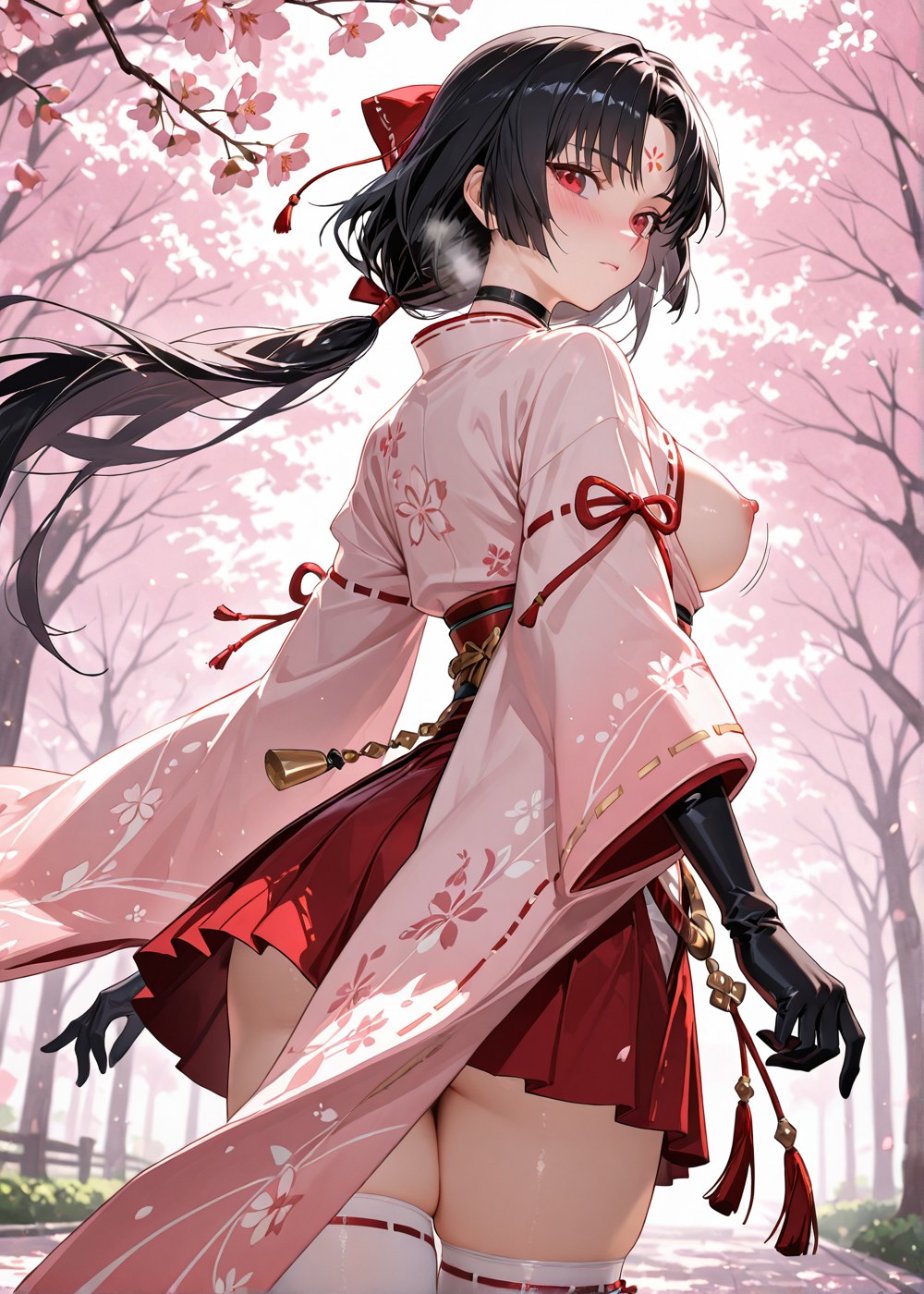 AI Generated Anime Girl - 阴阳师 妖刀姬：樱花巫女露穴 野外交合 460P