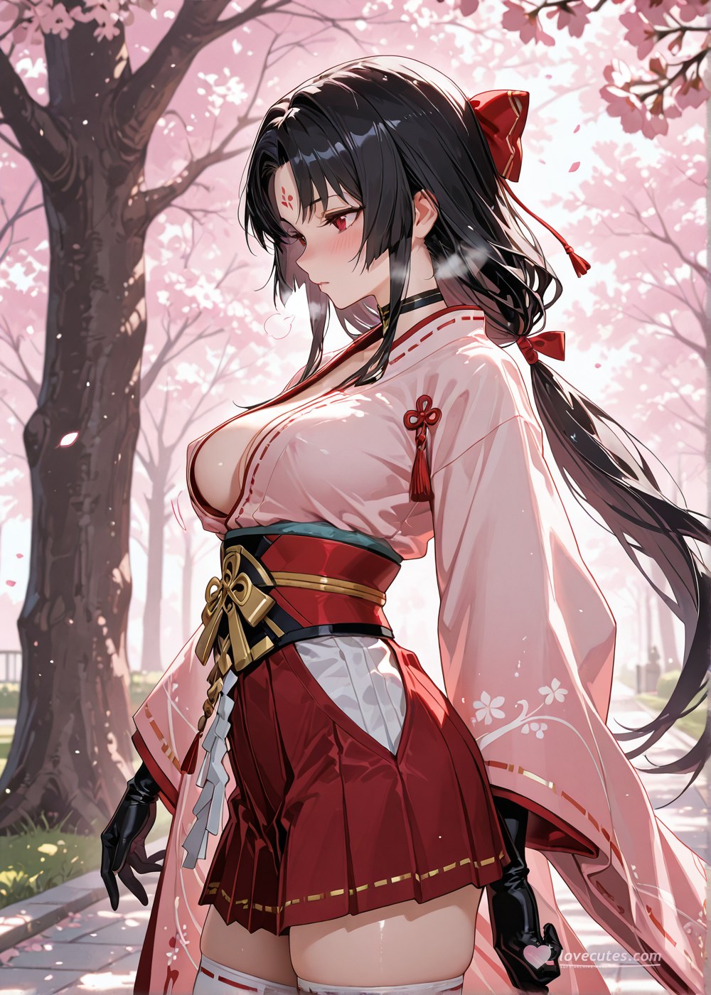 AI Generated Anime Girl - 阴阳师 妖刀姬：樱花巫女露穴 野外交合 460P