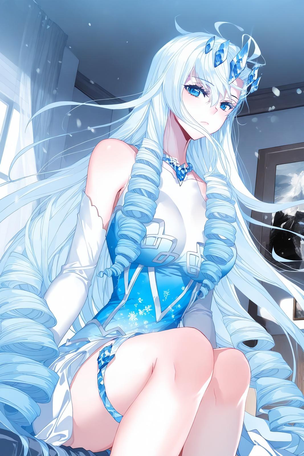 AI Generated Anime Girl - 雪帝：白絲床拍露穴 112P