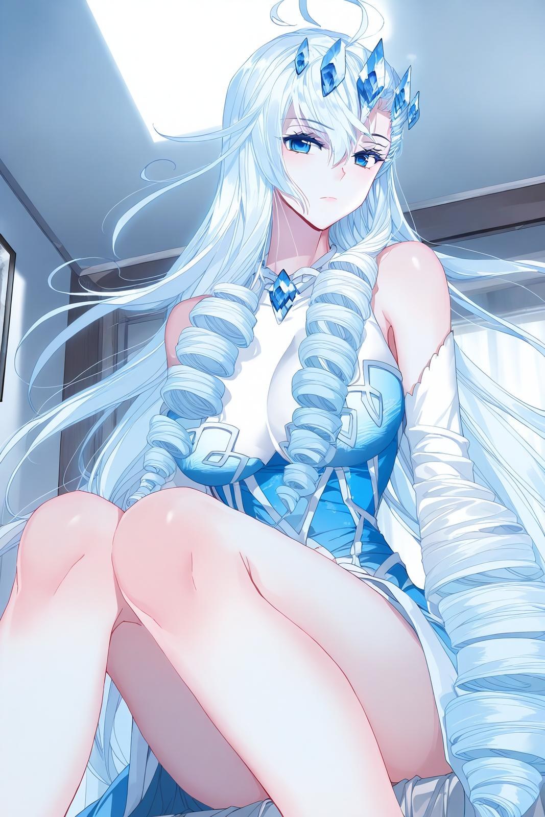 AI Generated Anime Girl - 雪帝：白絲床拍露穴 112P