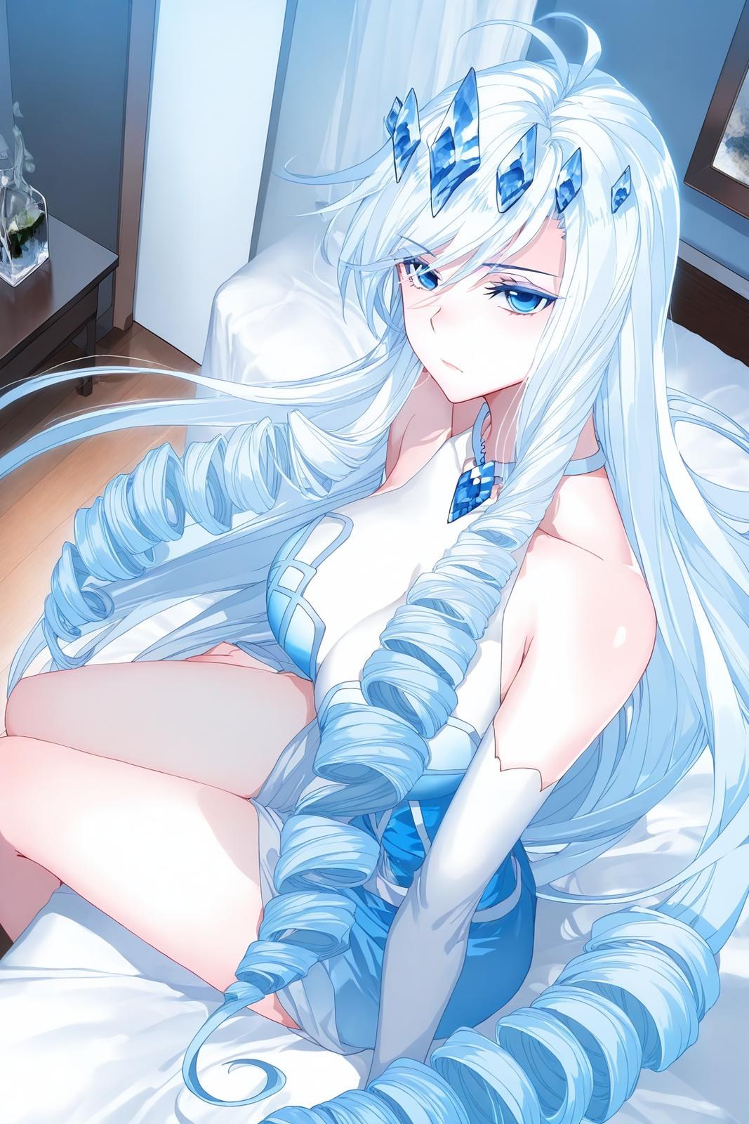 AI Generated Anime Girl - 雪帝：白絲床拍露穴 112P