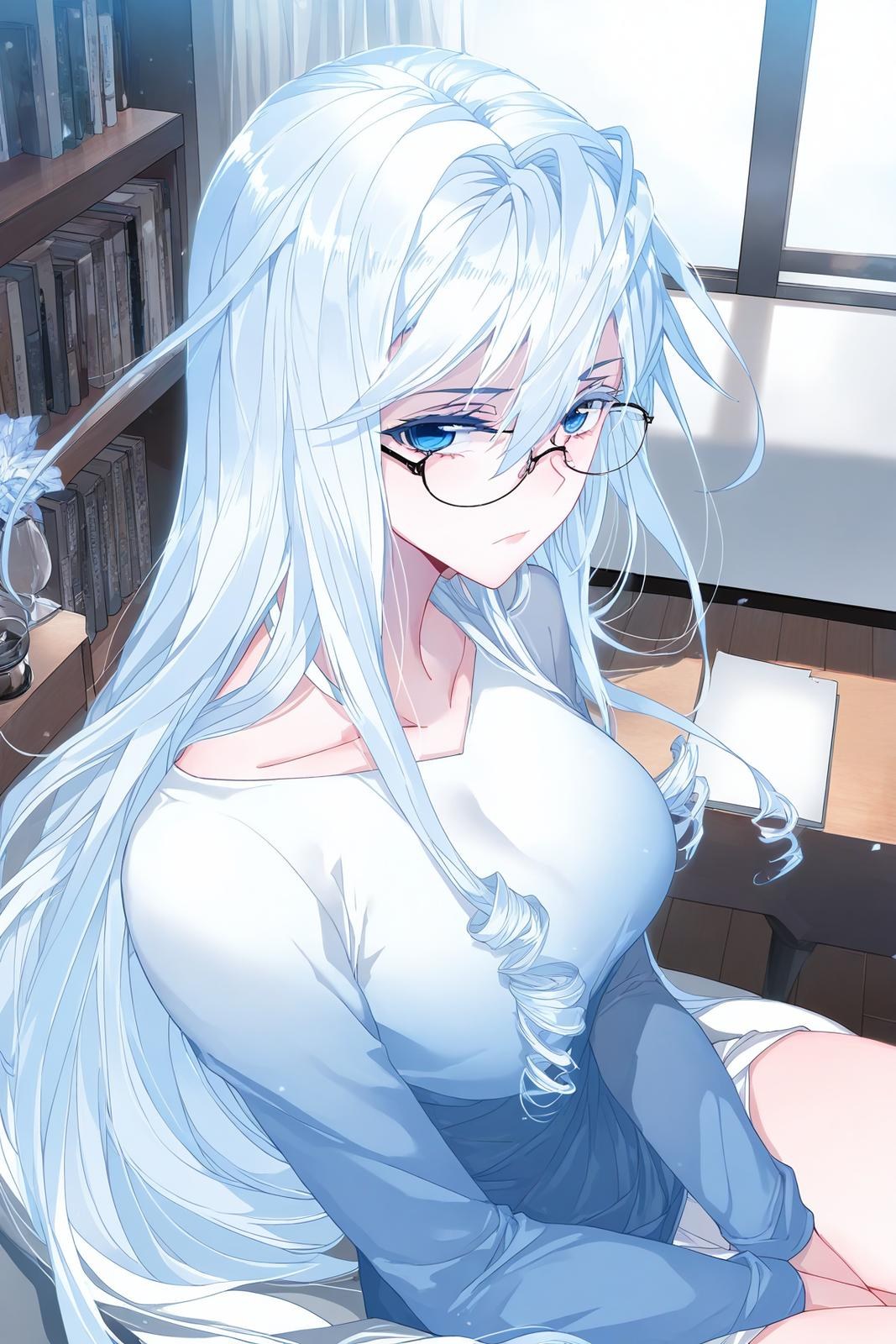 AI Generated Anime Girl - 雪帝：白絲床拍露穴 112P