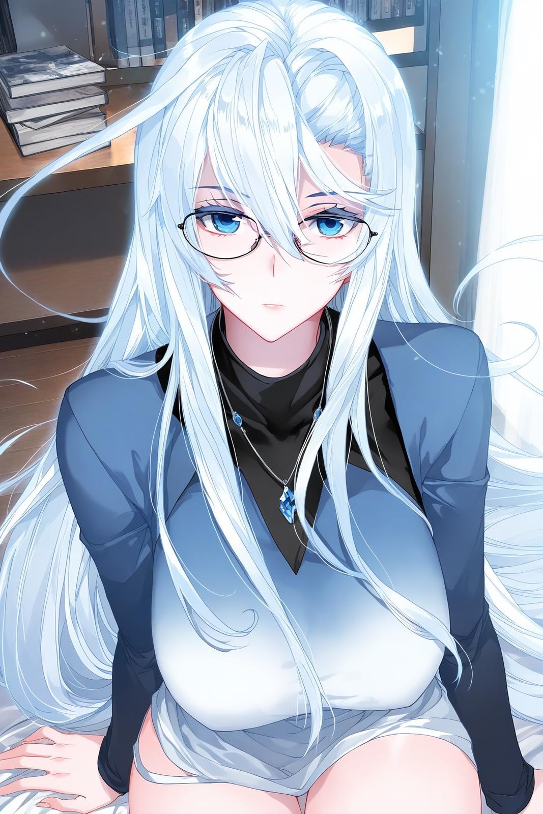 AI Generated Anime Girl - 雪帝：白絲床拍露穴 112P