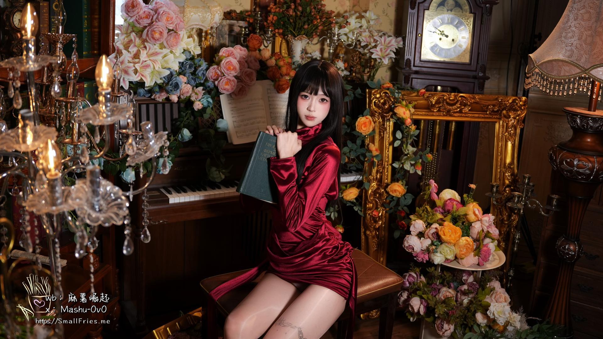 [写真] 麻薯好吃 - บทสดุดีสีไวน์แดง: ชุดเดรสสีไวน์แดง โชว์อกส่วนตัว 47P