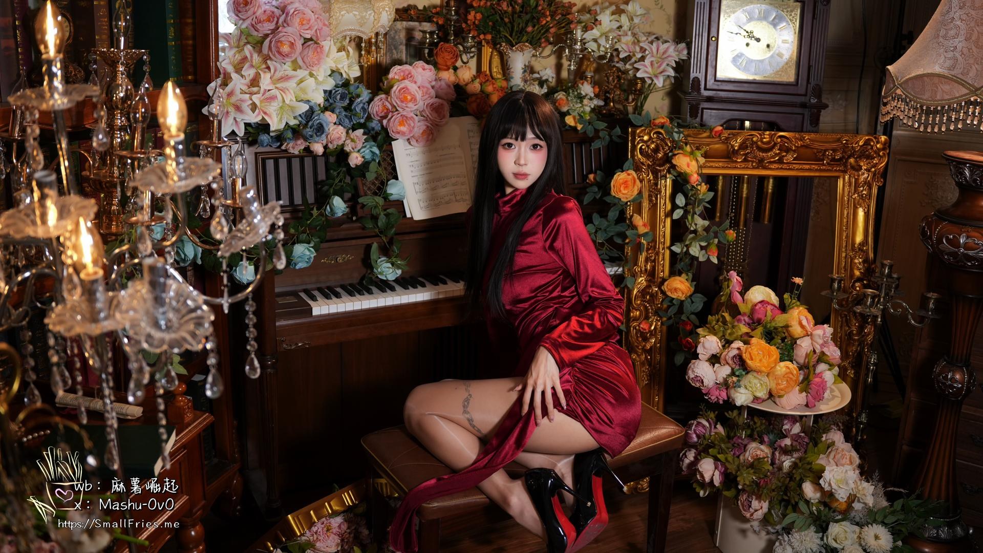 [写真] 麻薯好吃 - บทสดุดีสีไวน์แดง: ชุดเดรสสีไวน์แดง โชว์อกส่วนตัว 47P