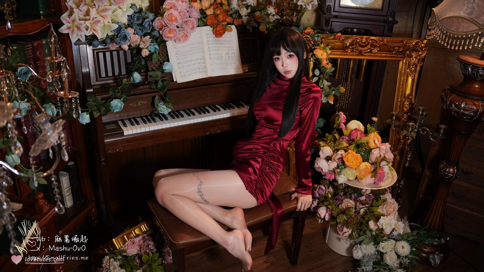 [写真] 麻薯好吃 - บทสดุดีสีไวน์แดง: ชุดเดรสสีไวน์แดง โชว์อกส่วนตัว 47P