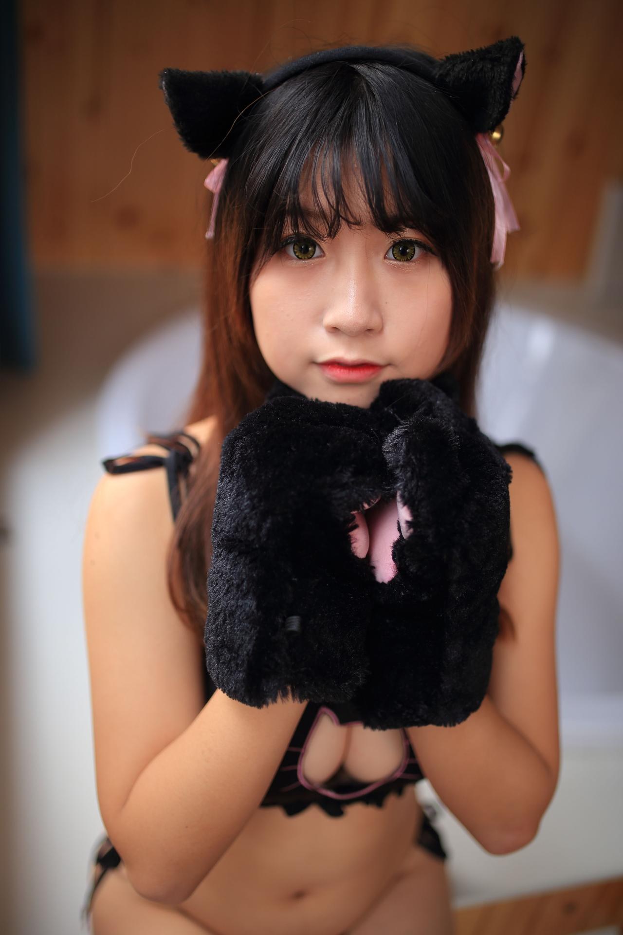 [Private] Mao Jiu Jiang Sakura - Bathroom Cat Ears: Wet Bathroom Private Shoot, Sheer Lingerie, Large-Scale 602P
