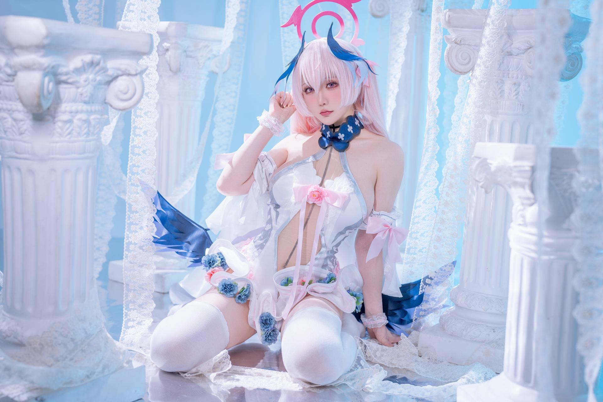 [cosplay] Xing Zhi Chi Chi Hoshilily - Blue Archive Shimoe Koharu: Nun Uniform White Stockings 47P
