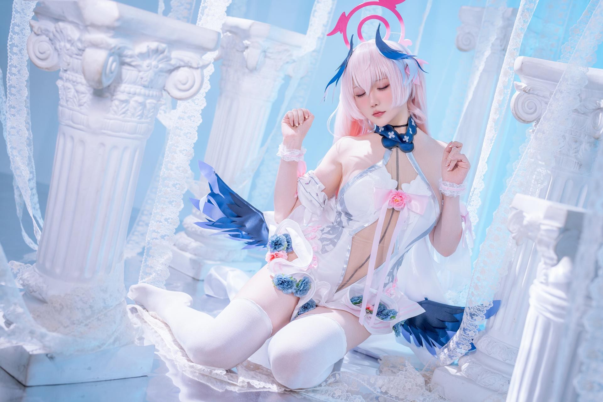 [cosplay] Xing Zhi Chi Chi Hoshilily - Blue Archive Shimoe Koharu: Nun Uniform White Stockings 47P
