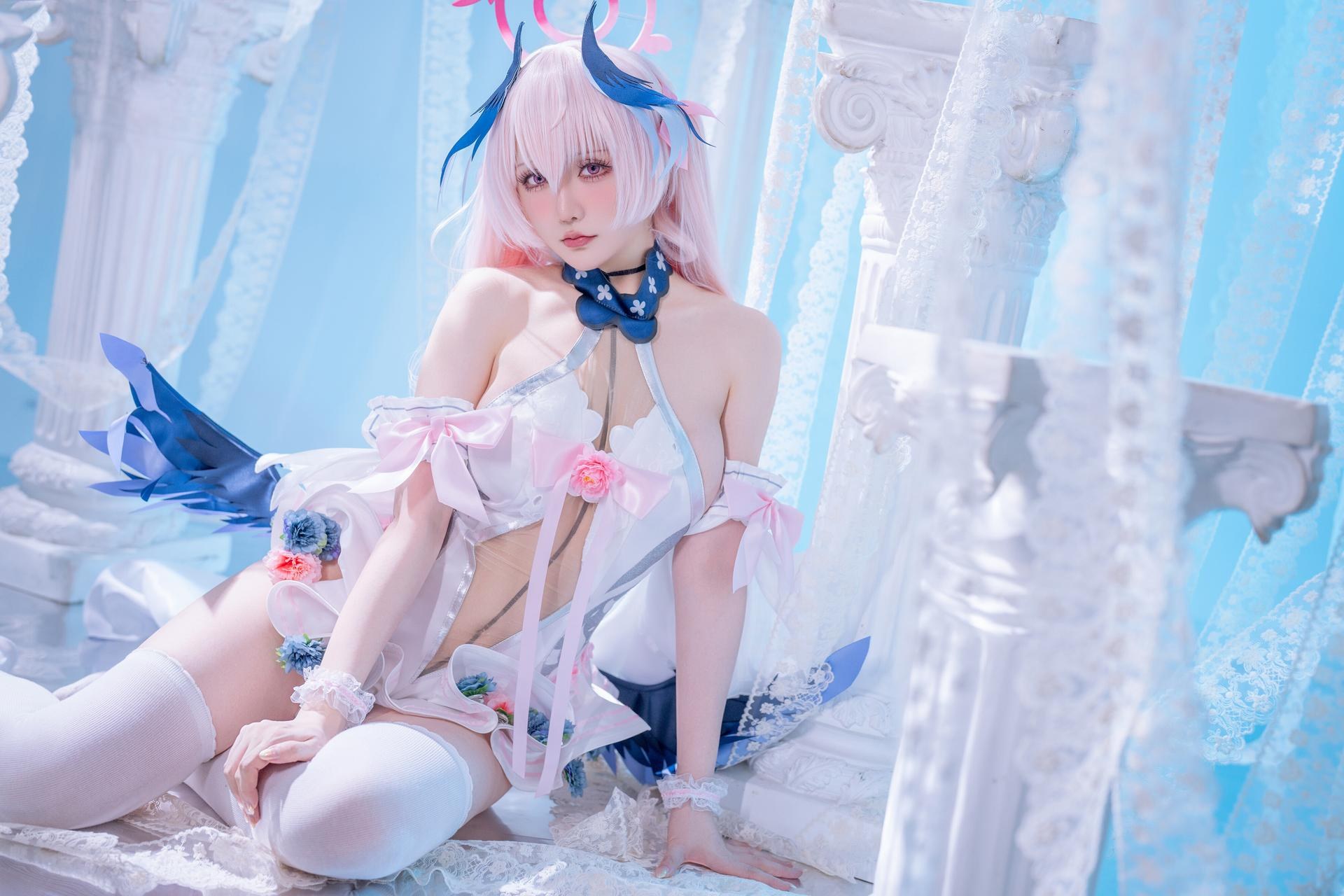 [cosplay] Xing Zhi Chi Chi Hoshilily - Blue Archive Shimoe Koharu: Nun Uniform White Stockings 47P