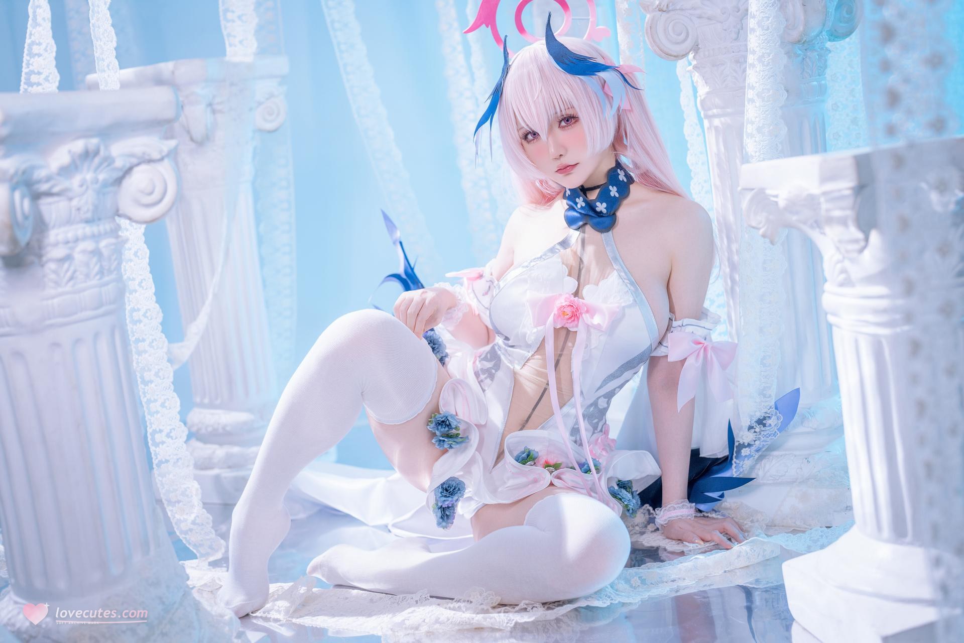 [cosplay] Xing Zhi Chi Chi Hoshilily - Blue Archive Shimoe Koharu: Nun Uniform White Stockings 47P