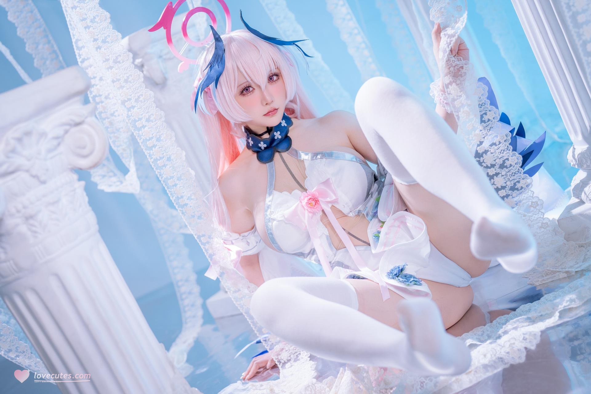 [cosplay] Xing Zhi Chi Chi Hoshilily - Blue Archive Shimoe Koharu: Nun Uniform White Stockings 47P