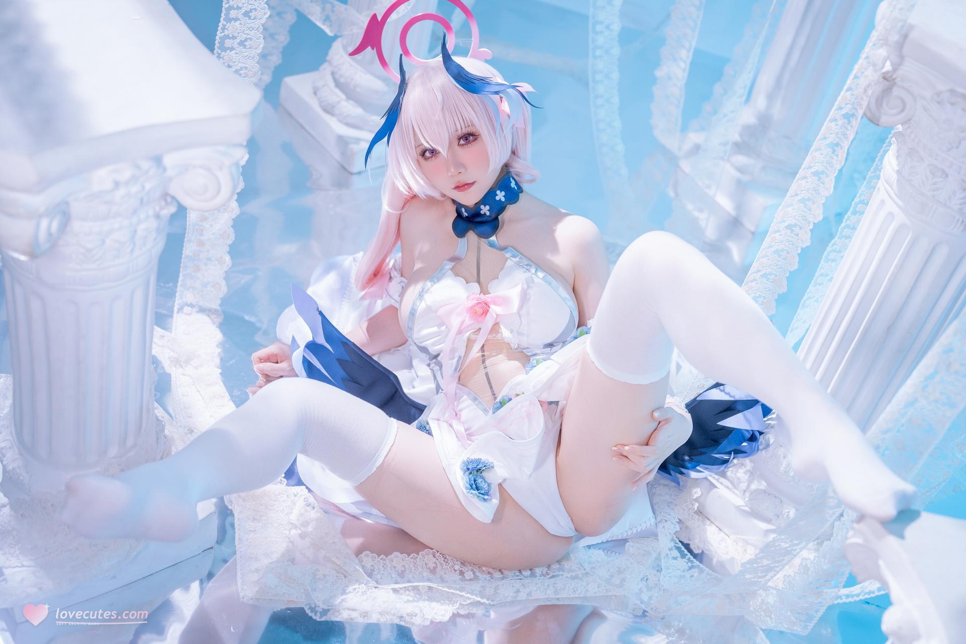 [cosplay] Xing Zhi Chi Chi Hoshilily - Blue Archive Shimoe Koharu: Nun Uniform White Stockings 47P