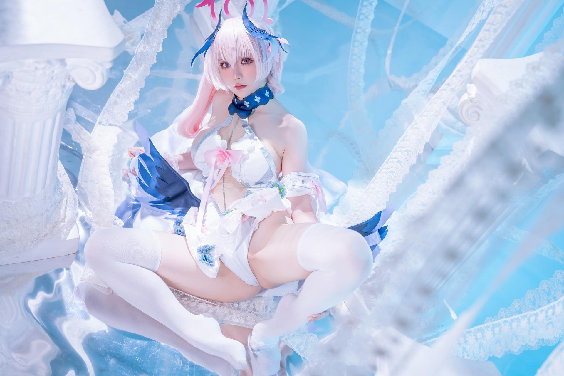 [cosplay] Xing Zhi Chi Chi Hoshilily - Blue Archive Shimoe Koharu: Nun Uniform White Stockings 47P