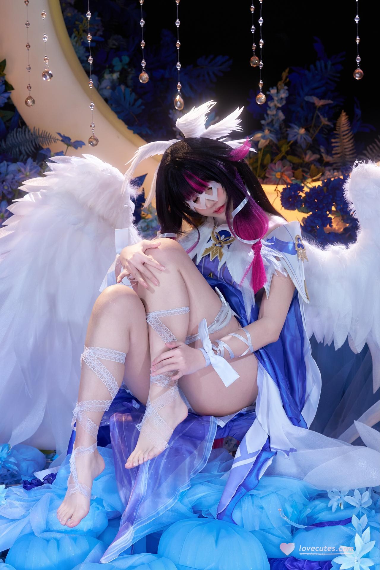 [cosplay] 阿薰kaOri - Nguyên Thần Columbina: phục trang ren tóc trắng tái hiện nhân vật 148P63G