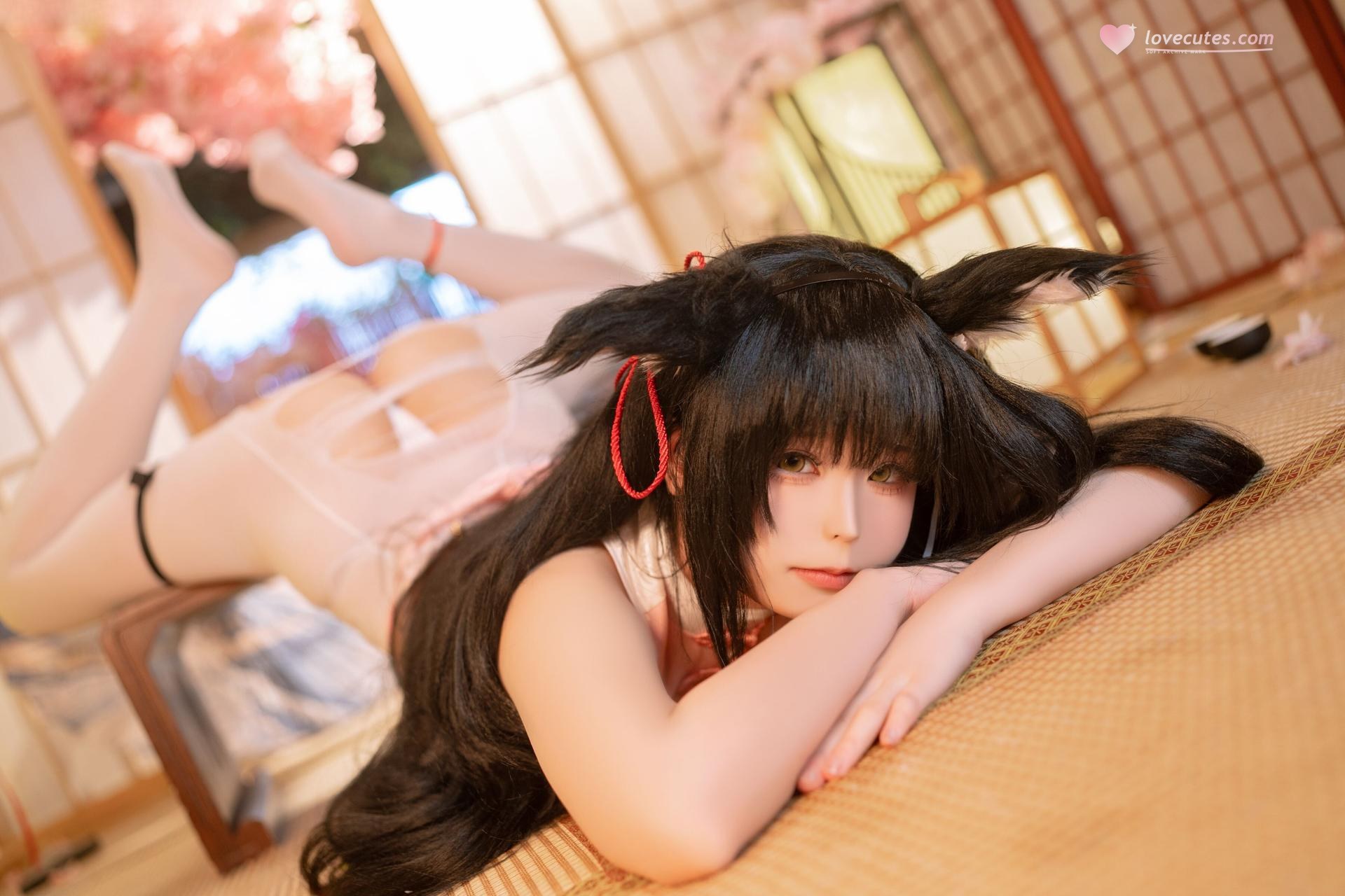 [cosplay] Quan冉有点饿 - Bích Lam Hàng Tuyến Trường Môn: sườn xám đỏ, chân trắng tất trắng 76P1V