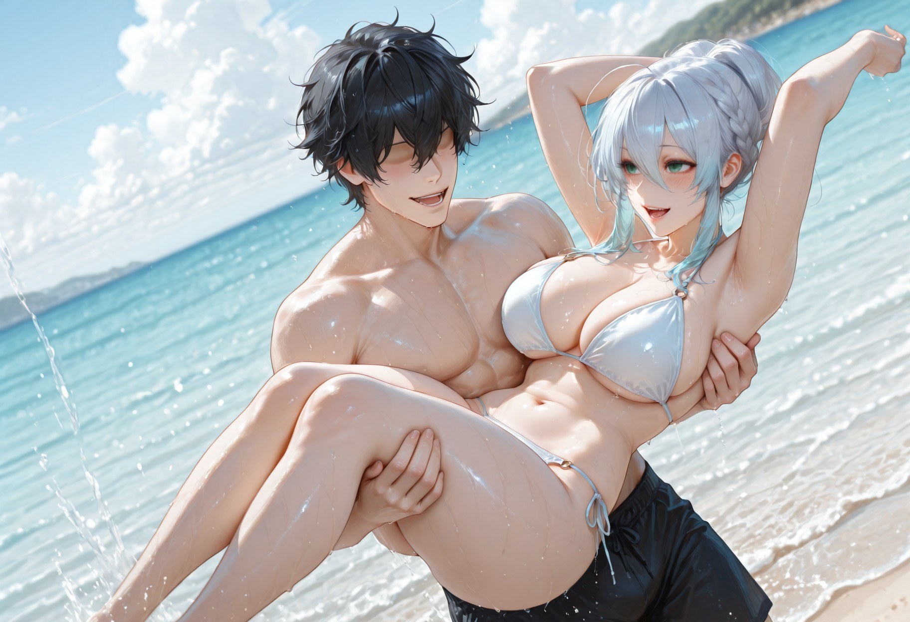 AI Generated Anime Girl - Original Yukino: Lace Lingerie Bed Shoot Nude Points 281P