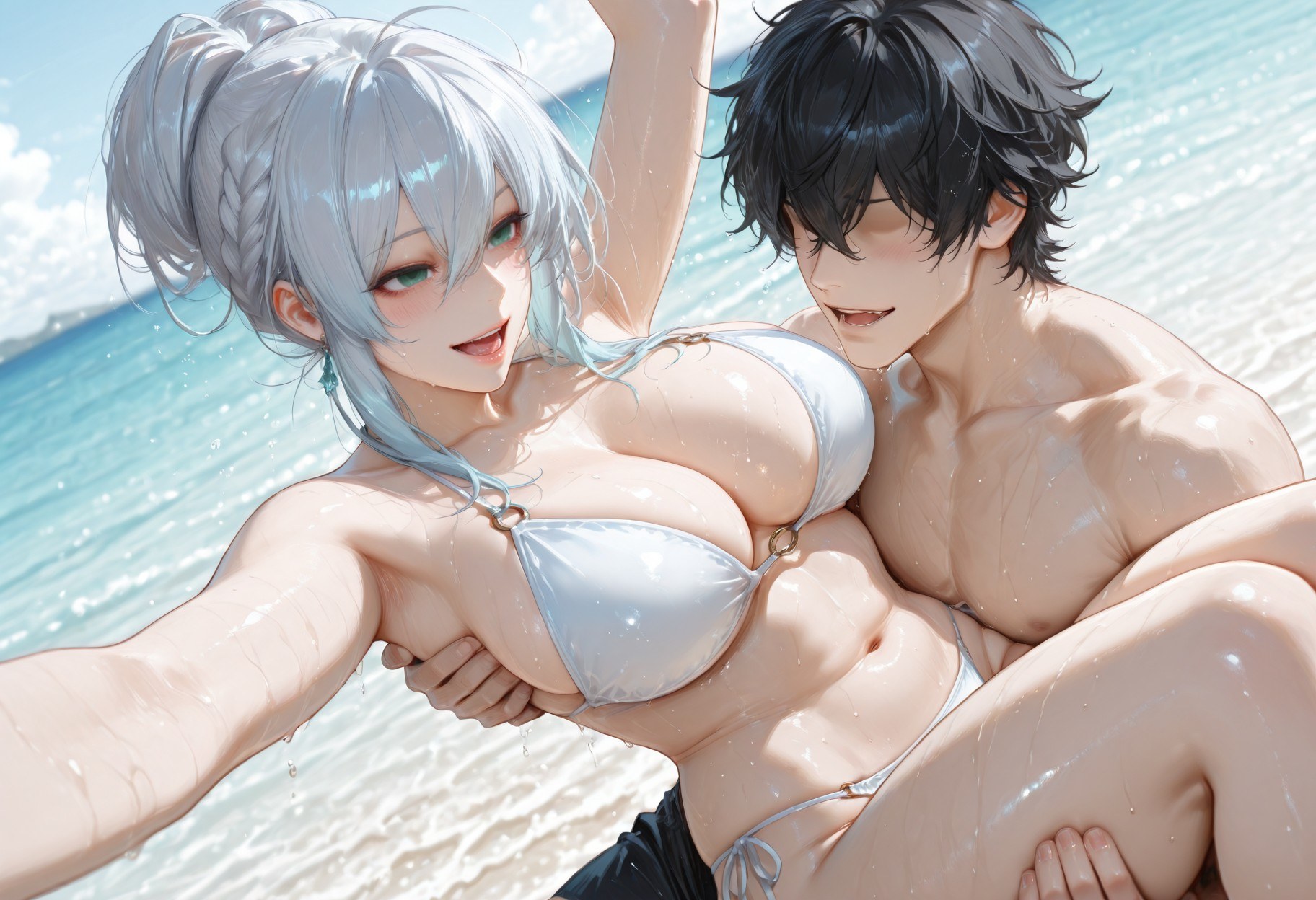 AI Generated Anime Girl - Original Yukino: Lace Lingerie Bed Shoot Nude Points 281P