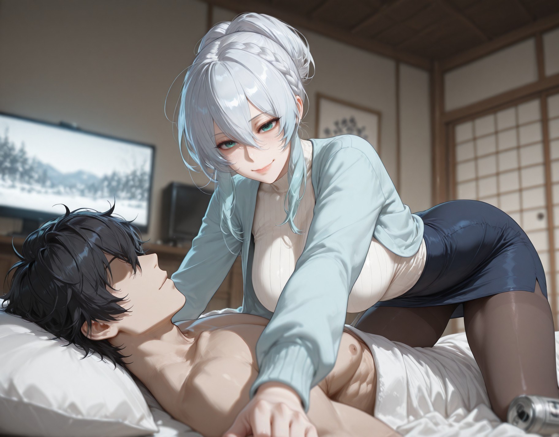 AI 生成動漫女孩 - 原創雪女 Yukino：蕾絲內衣床拍露點 281P