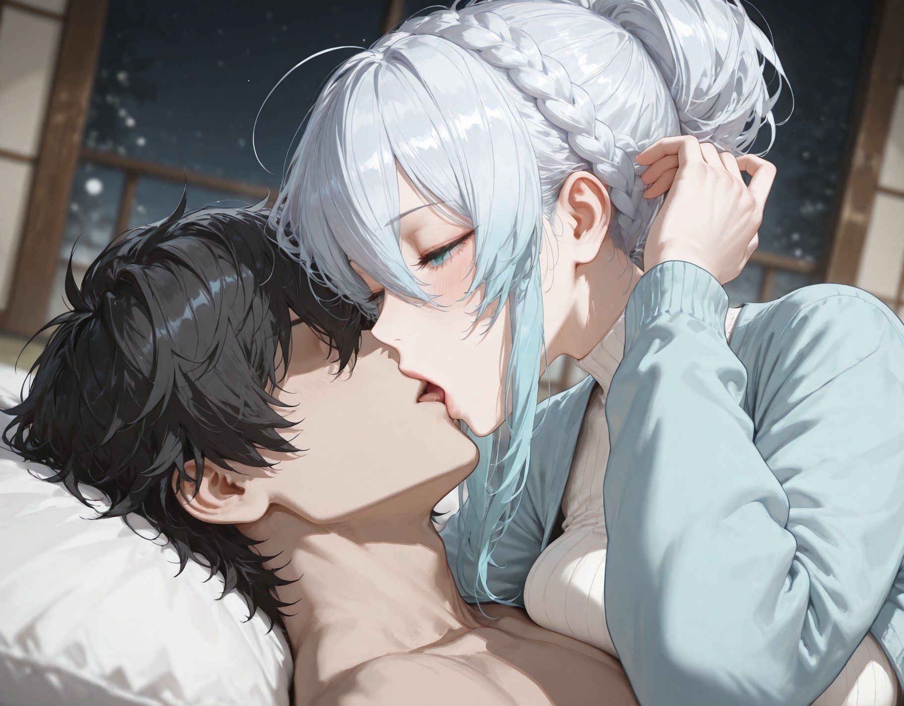 AI 生成動漫女孩 - 原創雪女 Yukino：蕾絲內衣床拍露點 281P