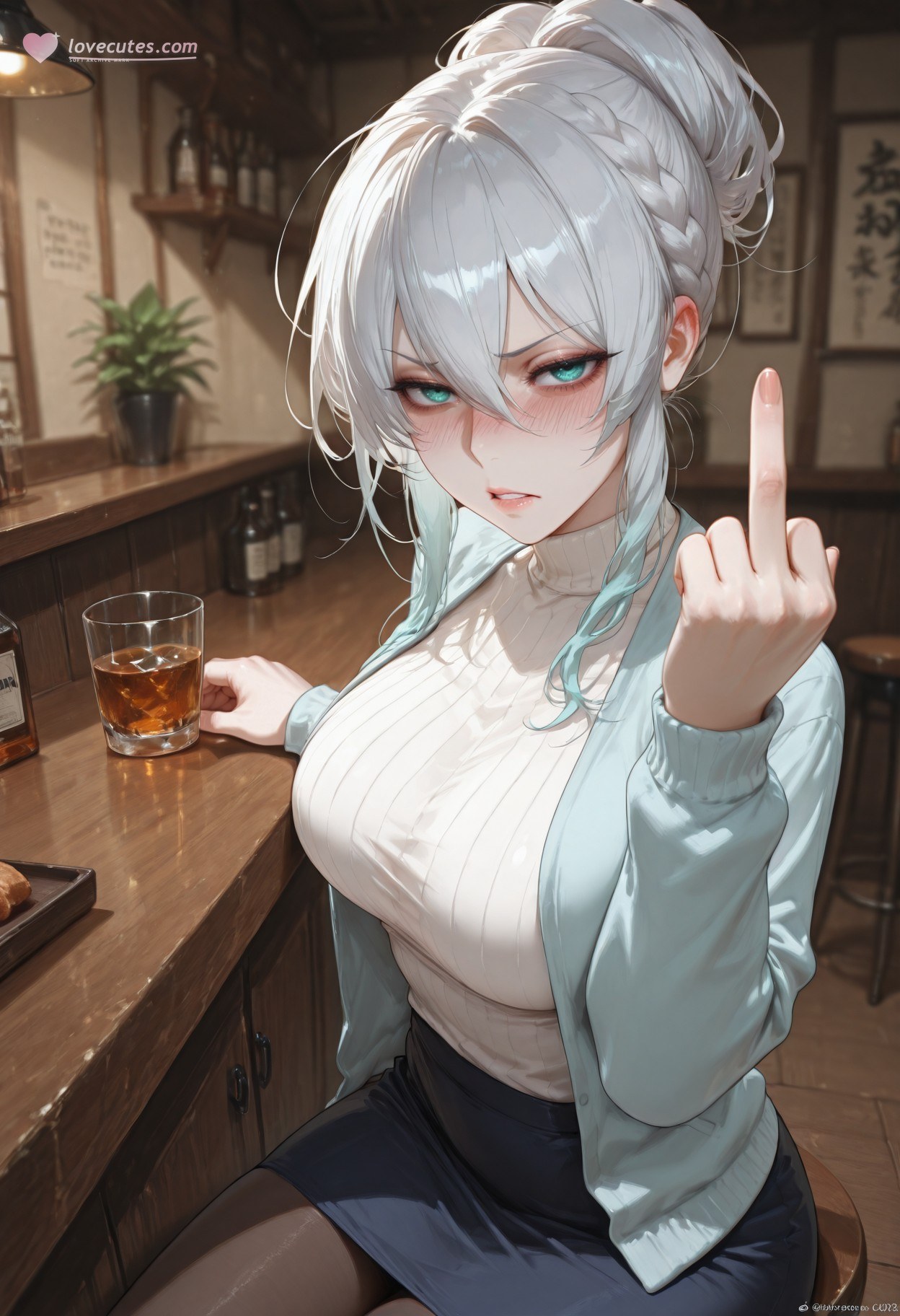 AI Generated Anime Girl - 原创雪女 Yukino：蕾丝内衣床拍露点 281P