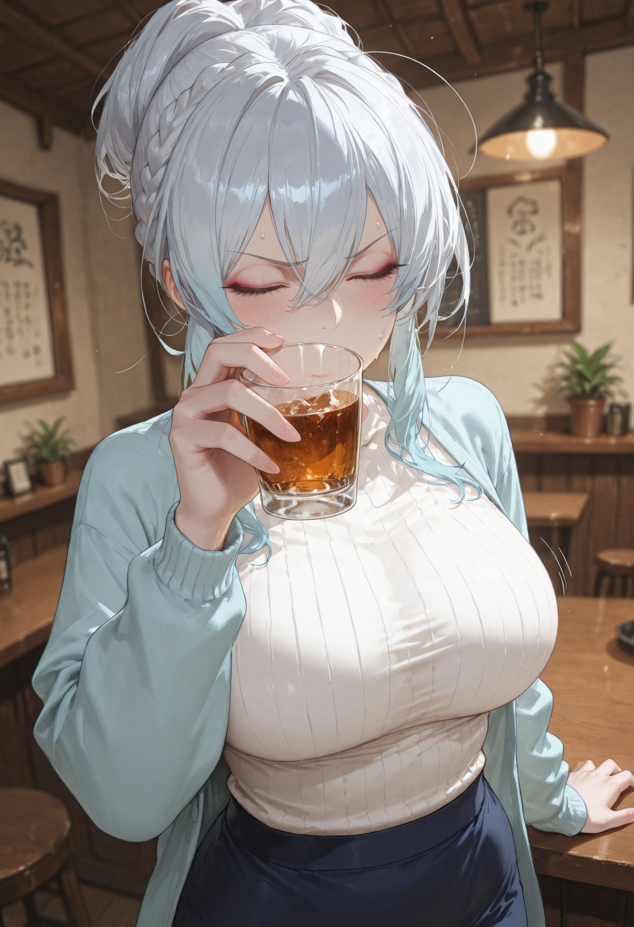 AI Generated Anime Girl - 原创雪女 Yukino：蕾丝内衣床拍露点 281P