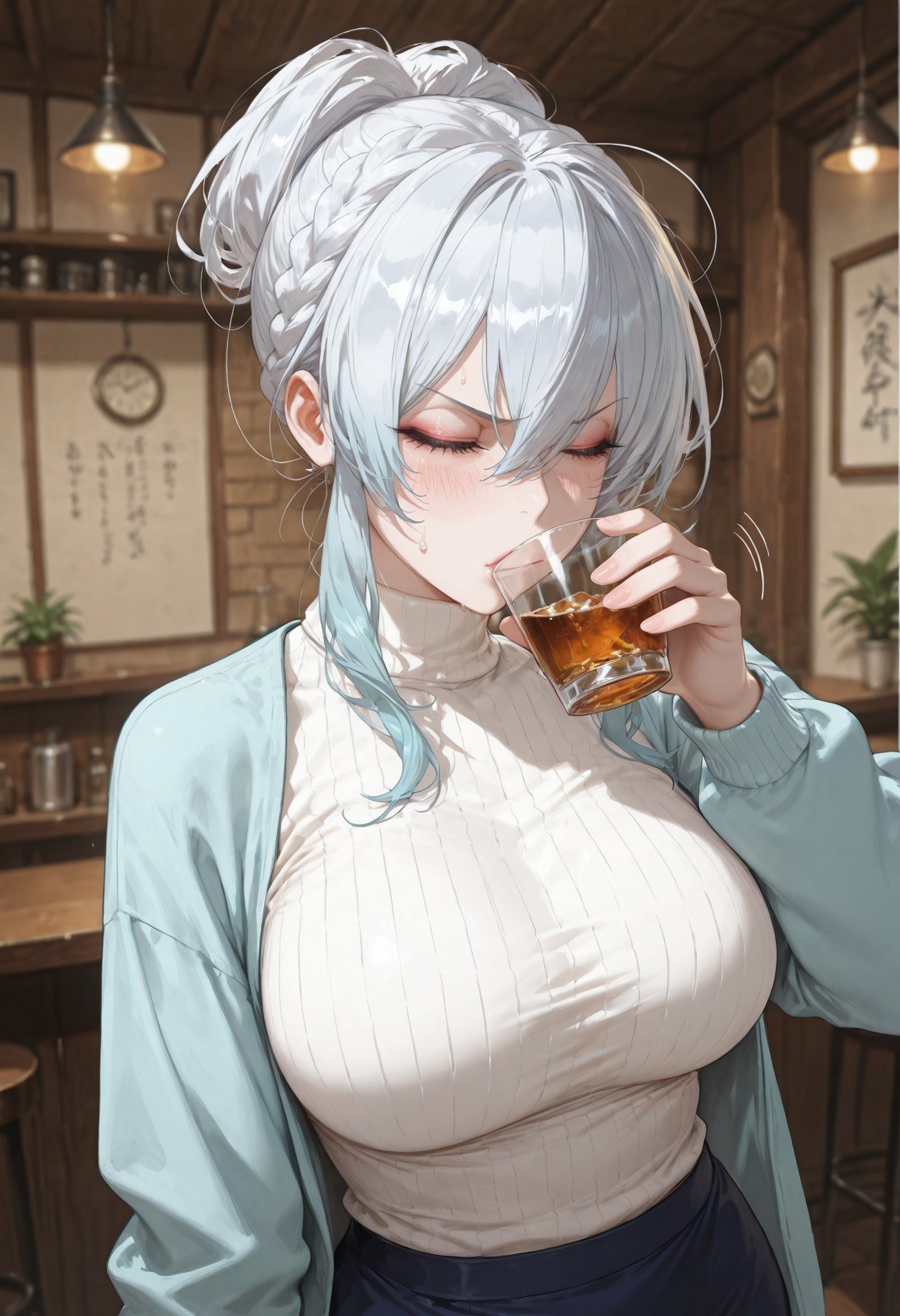 AI Generated Anime Girl - 原创雪女 Yukino：蕾丝内衣床拍露点 281P