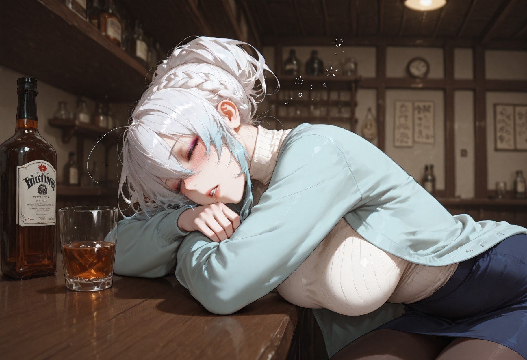 AI 生成動漫女孩 - 原創雪女 Yukino：蕾絲內衣床拍露點 281P