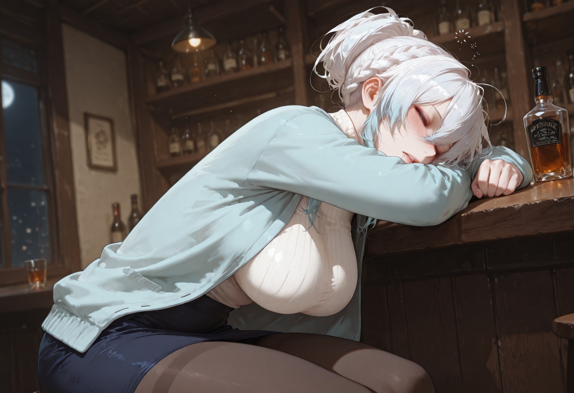 AI 生成動漫女孩 - 原創雪女 Yukino：蕾絲內衣床拍露點 281P