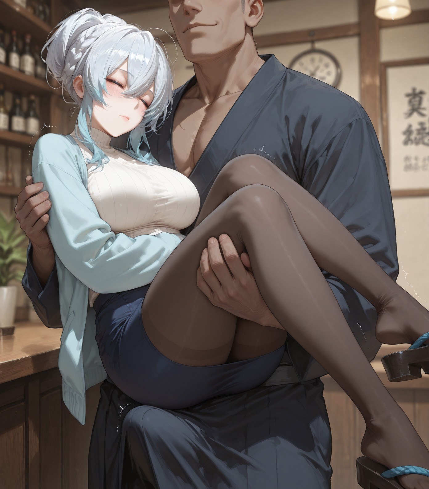 AI 生成動漫女孩 - 原創雪女 Yukino：蕾絲內衣床拍露點 281P