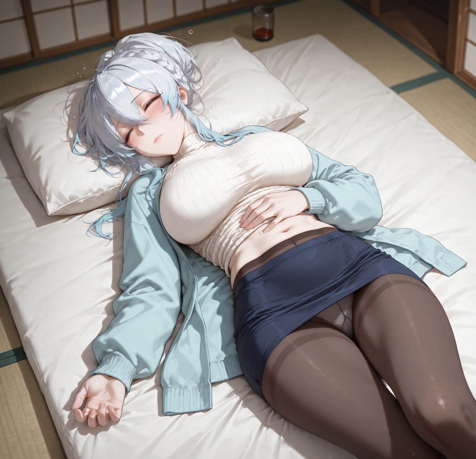 AI 生成動漫女孩 - 原創雪女 Yukino：蕾絲內衣床拍露點 281P