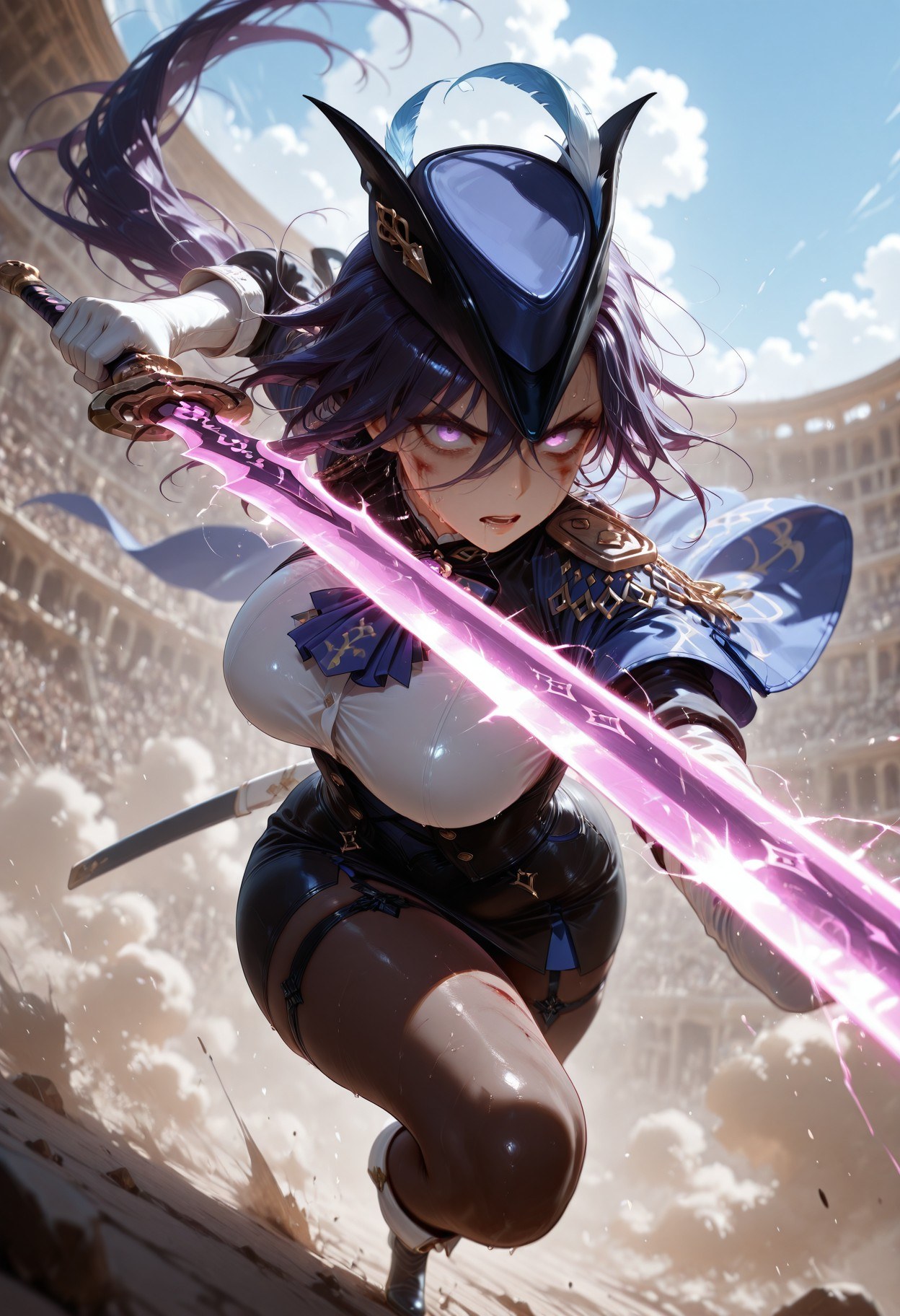 AI Generated Anime Girl - 原神 克洛琳德：ชุดรัดรูปถุงน่องดำ露穴 283P