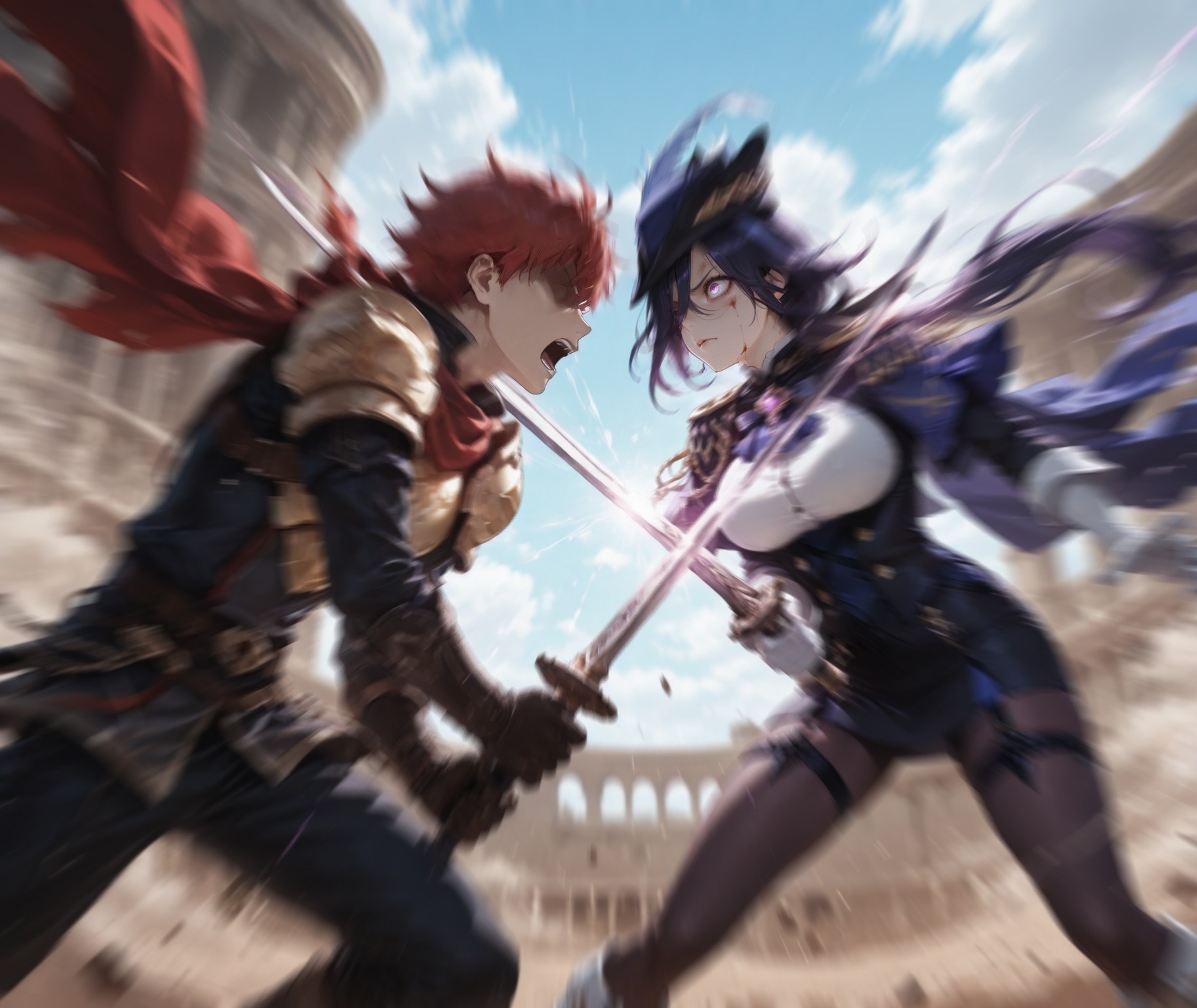 Cô gái anime do AI tạo - 原神 克洛琳德: váy bó đen lộ khe 283P