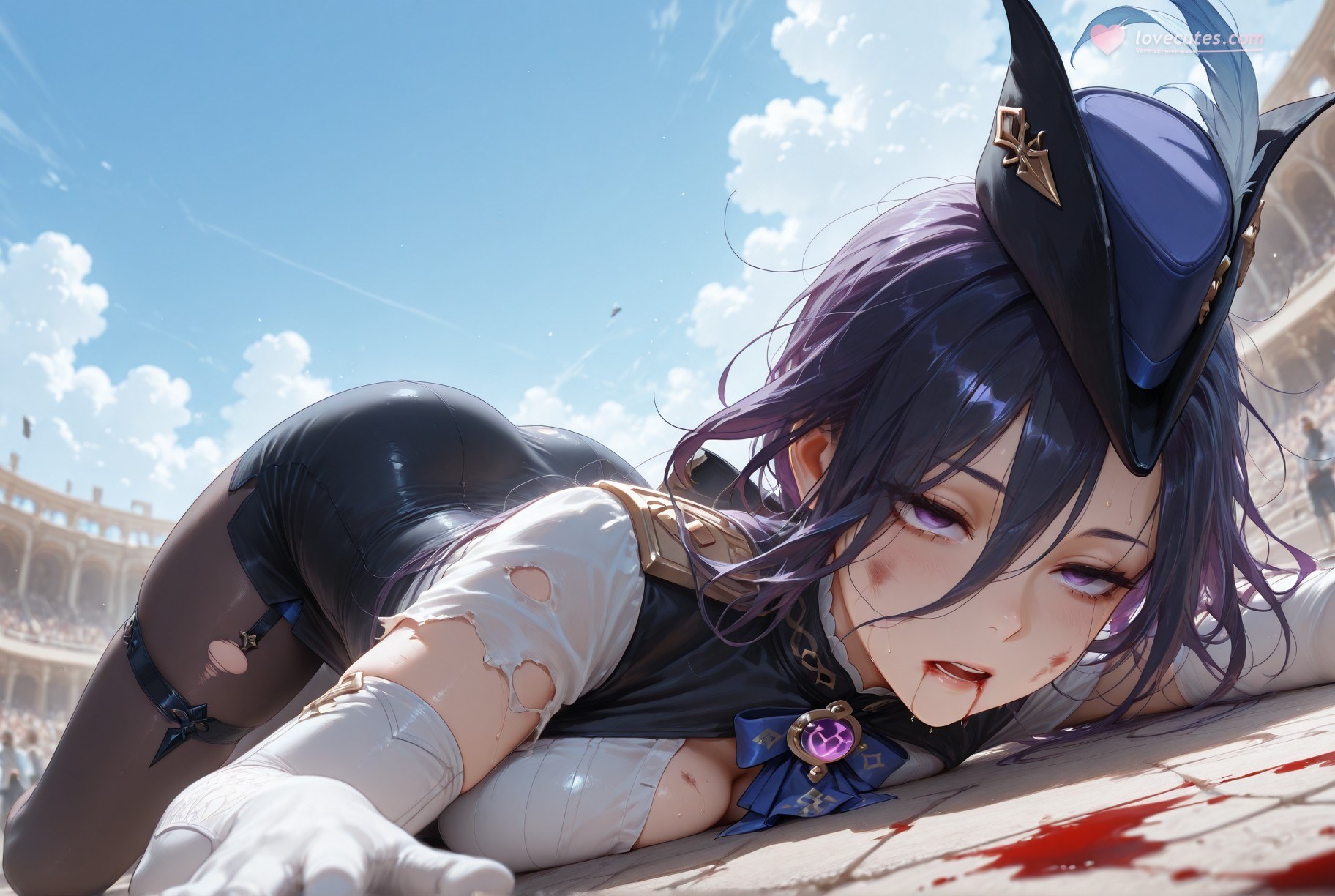 AI生成アニメ少女 - 原神 クロリンデ：黒ストッキングのタイト衣装 283P