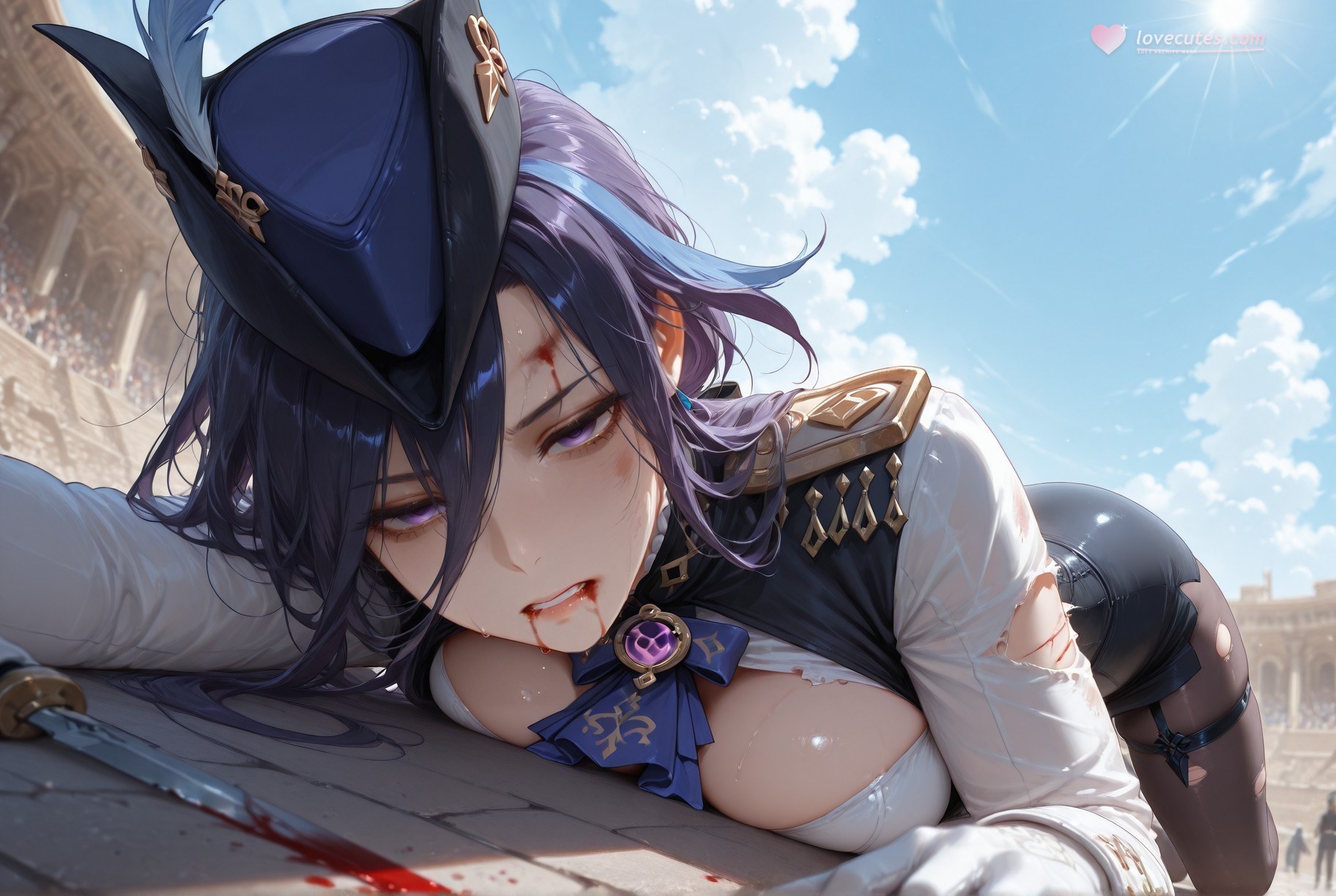AI生成アニメ少女 - 原神 クロリンデ：黒ストッキングのタイト衣装 283P