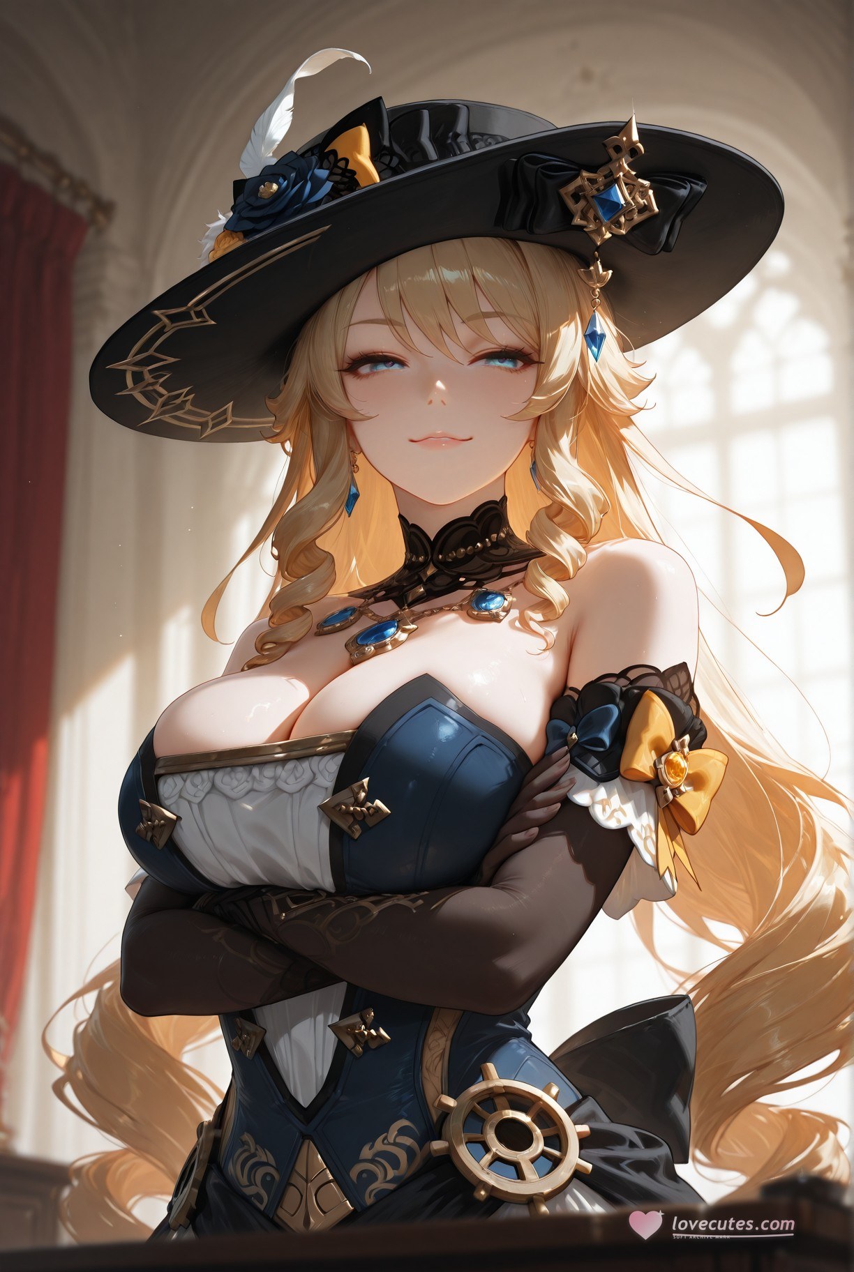 AI Generated Anime Girl - Genshin Impact Clorinde: Black Stockings Tight Bodysuit Exposed Crotch 283P
