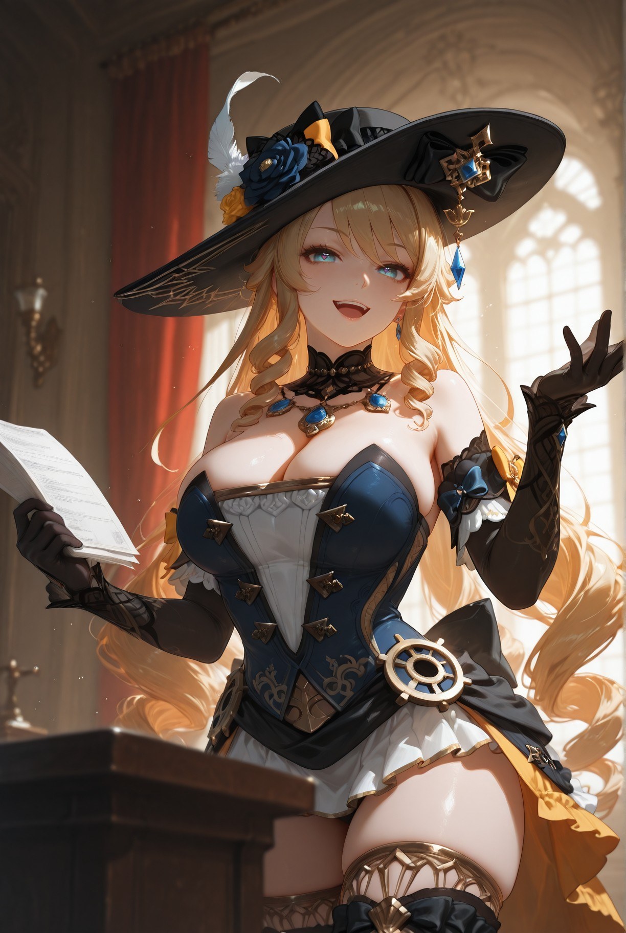 AI Generated Anime Girl - Genshin Impact Clorinde: Black Stockings Tight Bodysuit Exposed Crotch 283P