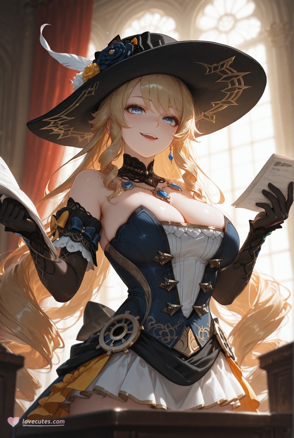 AI Generated Anime Girl - Genshin Impact Clorinde: Black Stockings Tight Bodysuit Exposed Crotch 283P