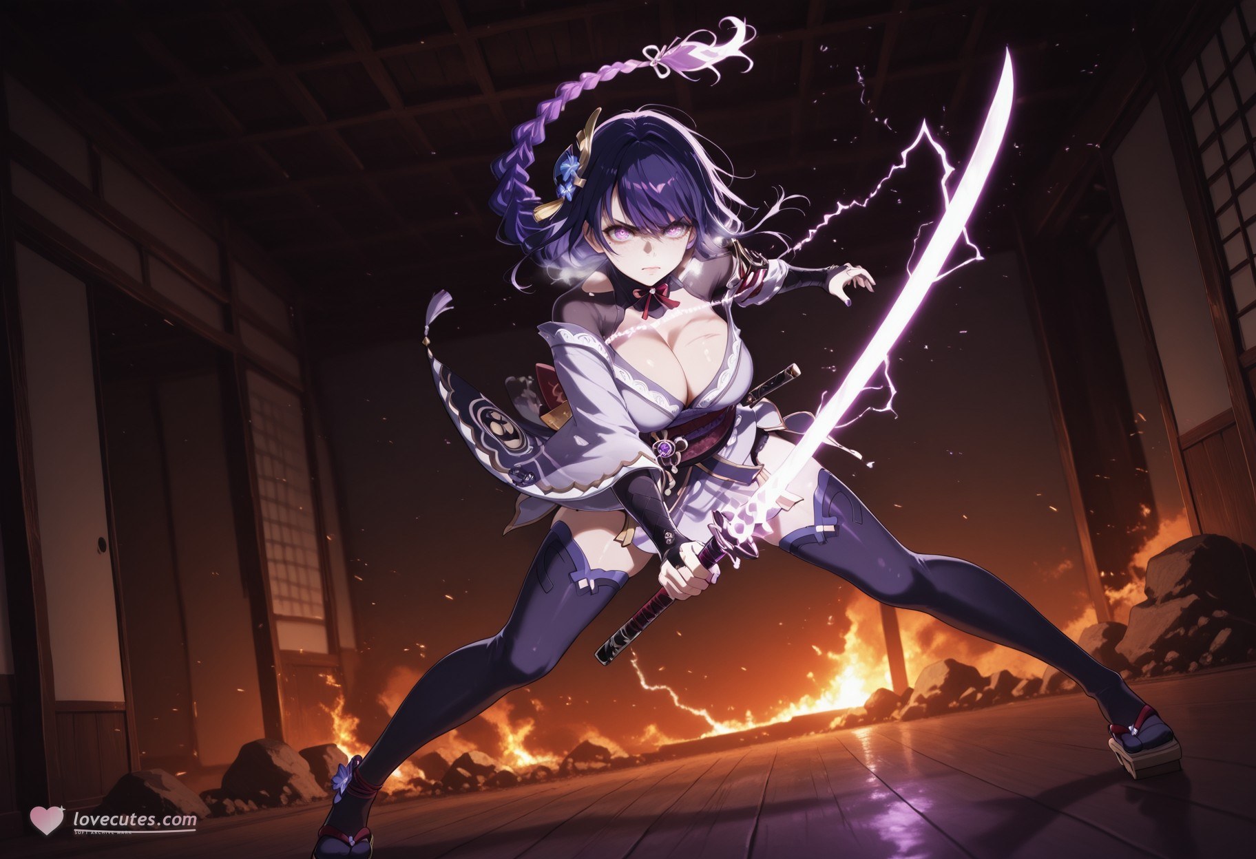 AI Generated Anime Girl - 原神 女士 Preview：长发预览版露点 90P