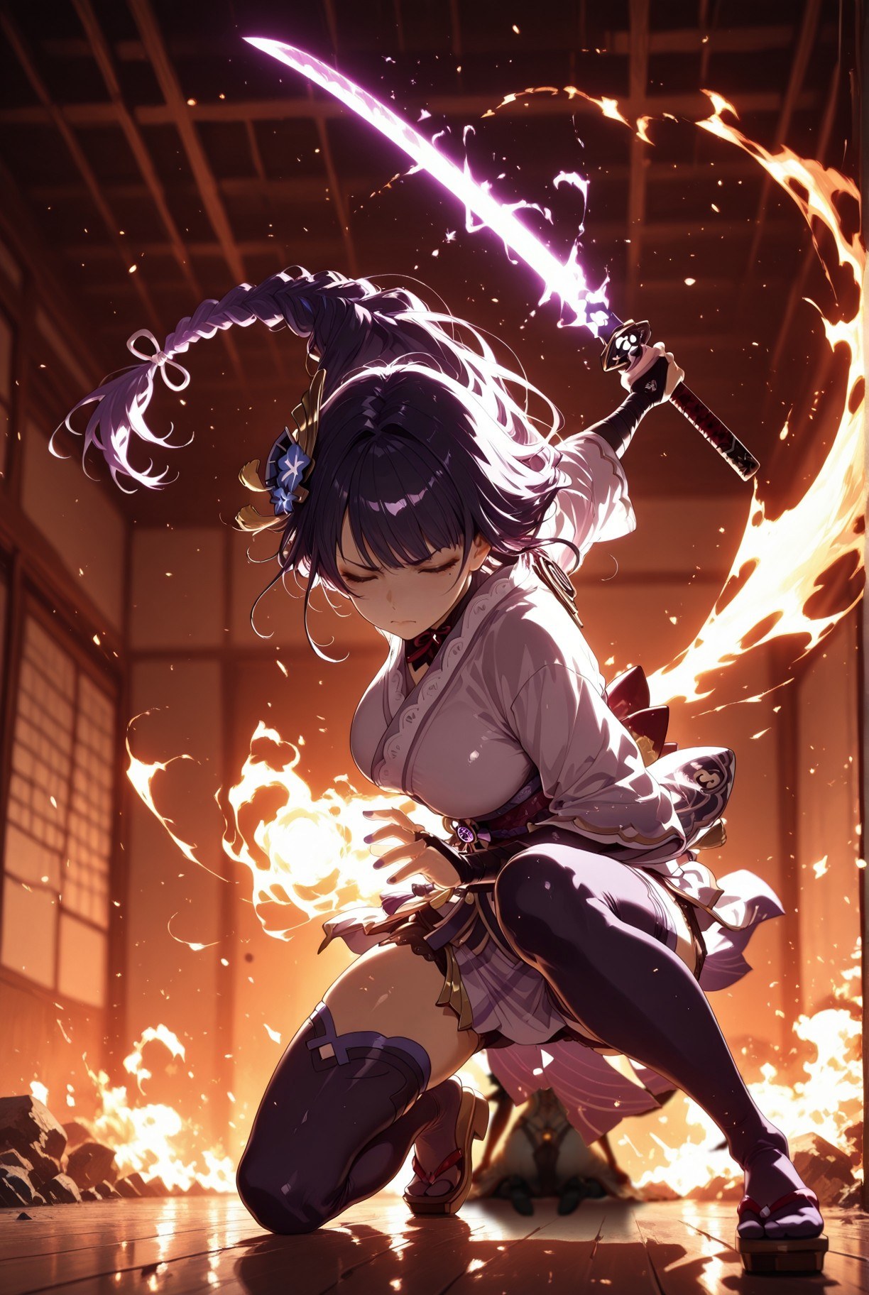 AI Generated Anime Girl - 原神 女士：蕾丝内衣紧身衣白虎 302P