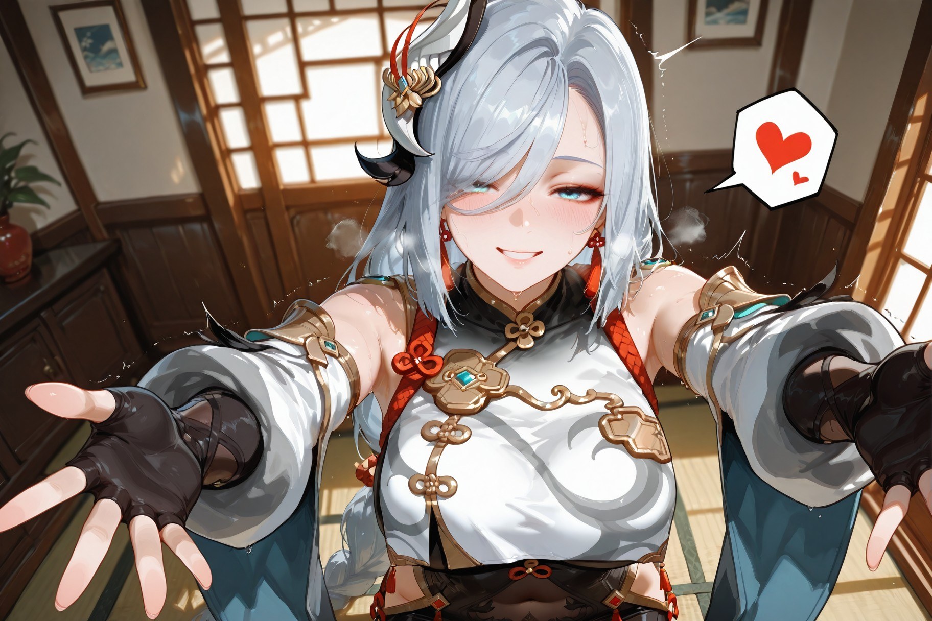AI Generated Anime Girl - 原神 申鹤：ชุดรัดรูป ห้องน้ำ โชว์หน้าอก 233P