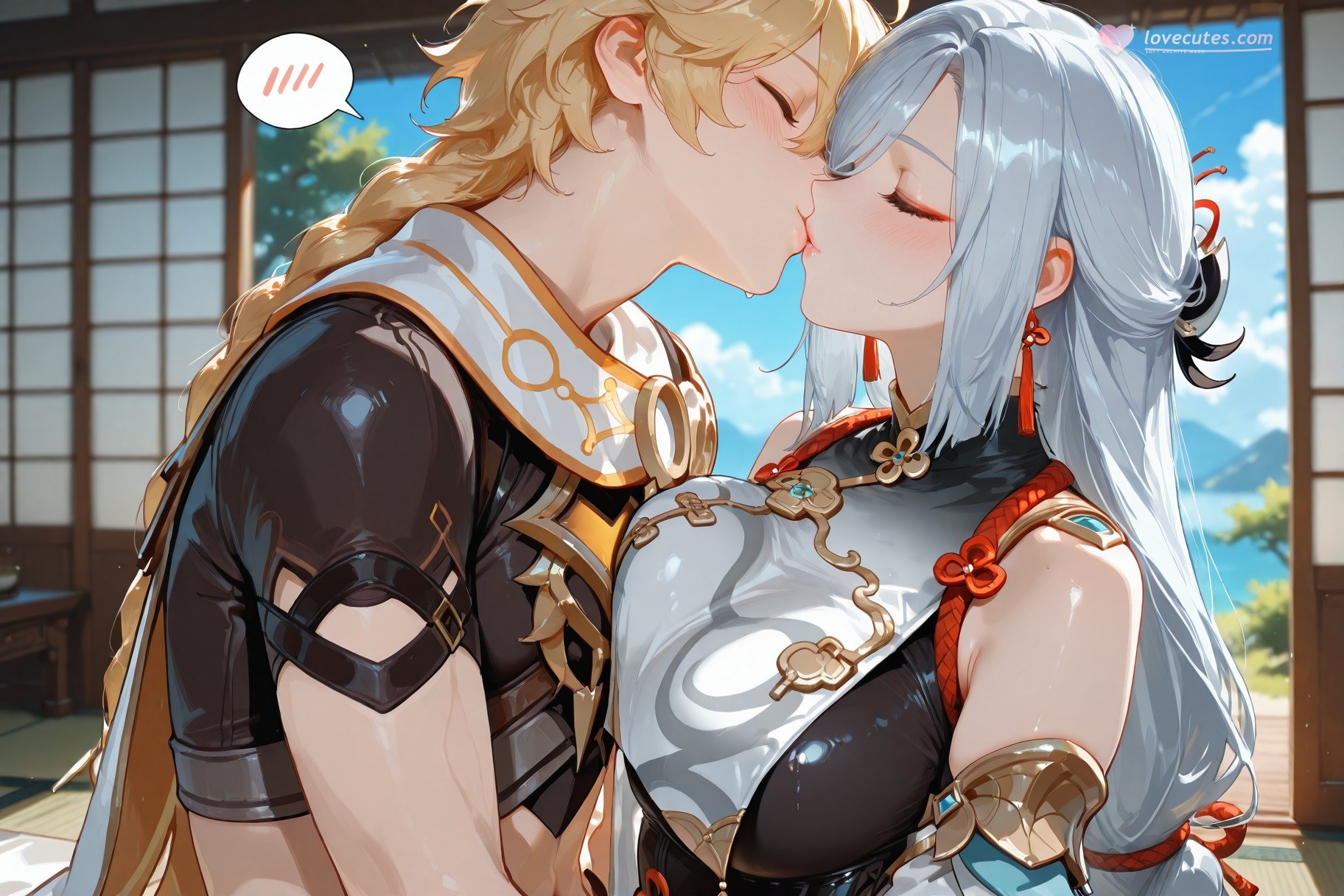 AI Generated Anime Girl - 原神 申鹤：ชุดรัดรูป ห้องน้ำ โชว์หน้าอก 233P