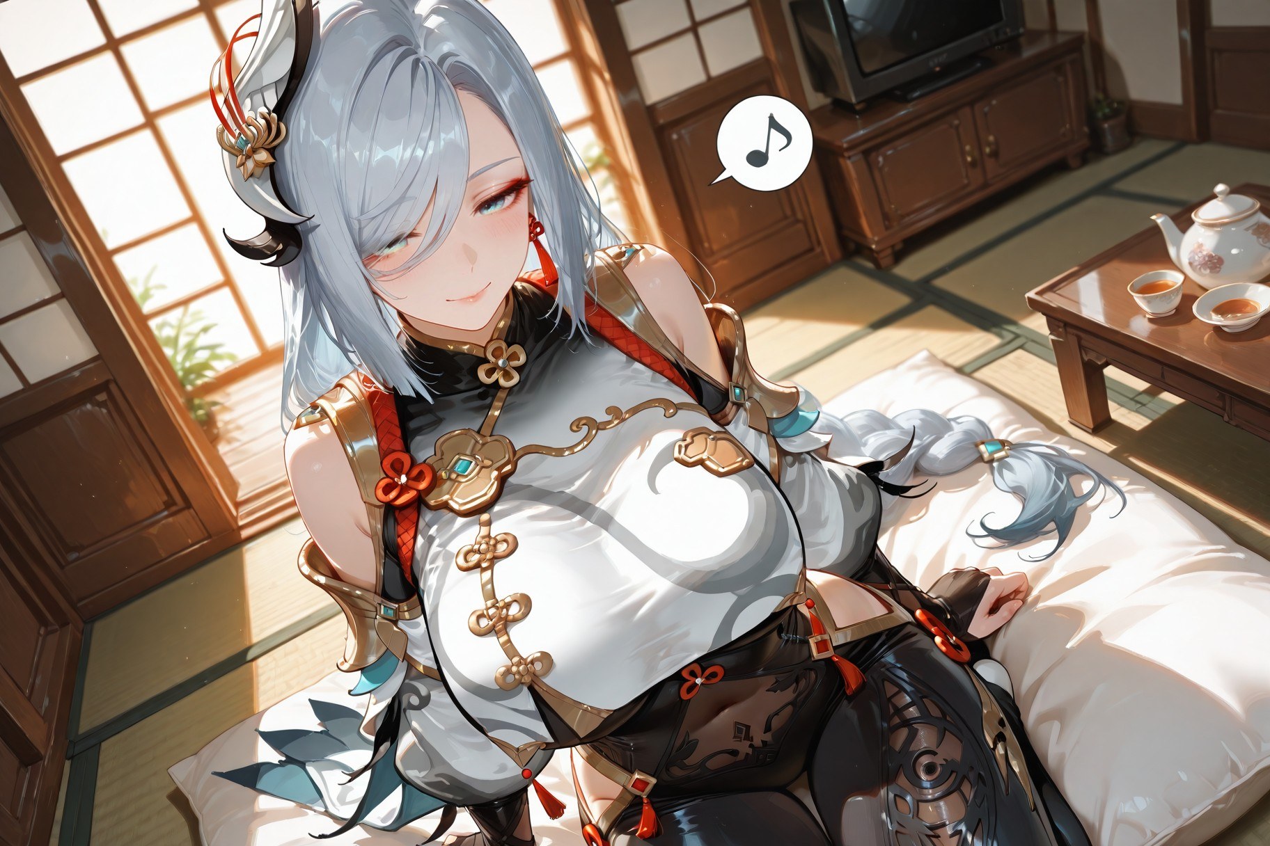 AI Generated Anime Girl - 原神 申鹤：紧身衣浴室露点 233P
