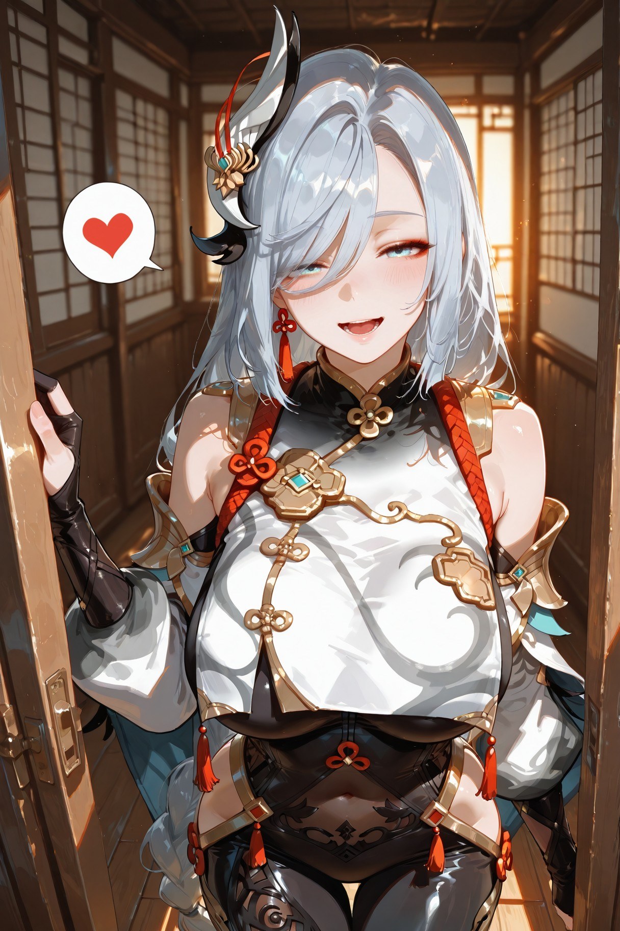 AI Generated Anime Girl - 原神 申鹤：紧身衣浴室露点 233P